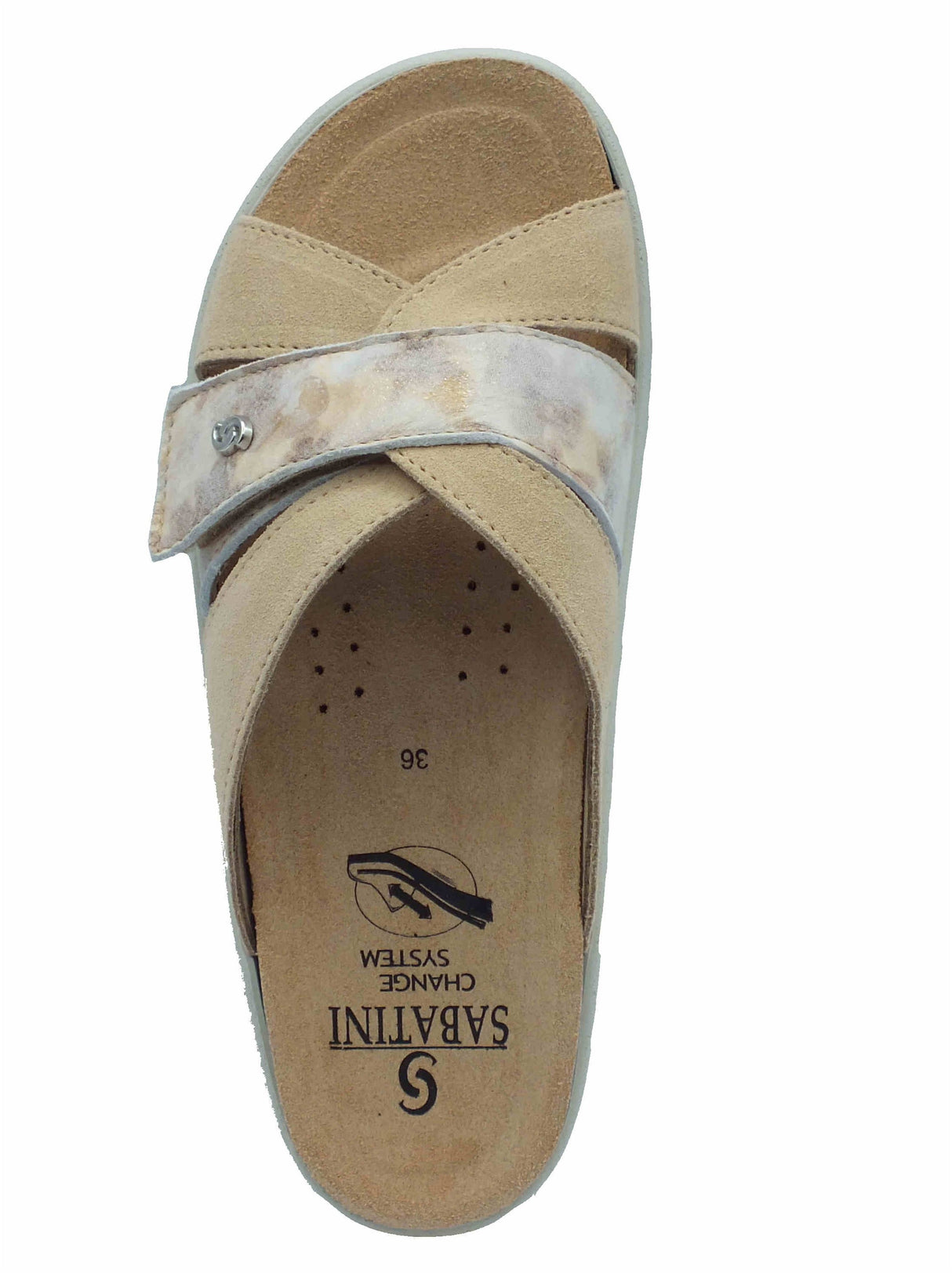Sabatini Sabatini S1061 C. Simona Graffiti Beige Ciabatte per Donna in pelle con strappo beige