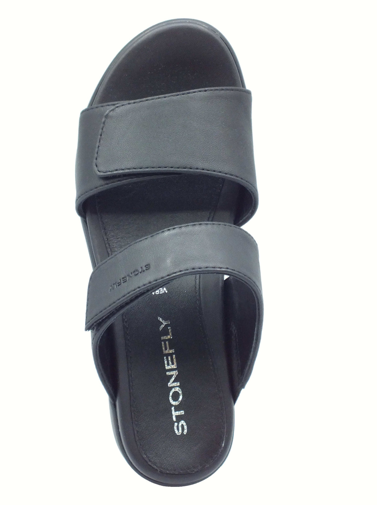 Stonefly Stonefly 212786 Aqua Nappa Black Sandali Scalsati per Donna in pelle nera zeppa media Black