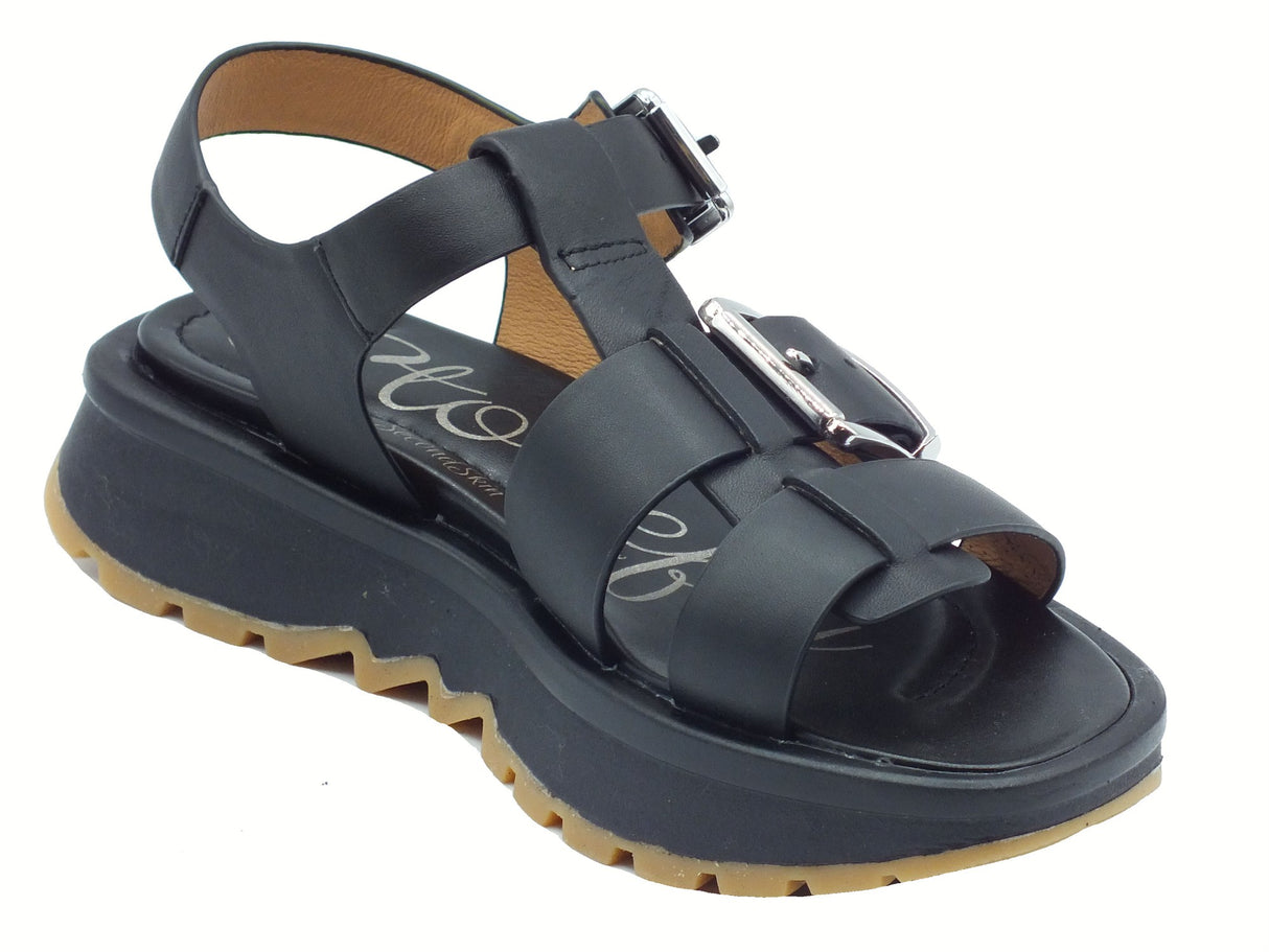 Stonefly Stonefly 219202 Start Calf Black Sandali per Donna in pelle nera zeppa media Black