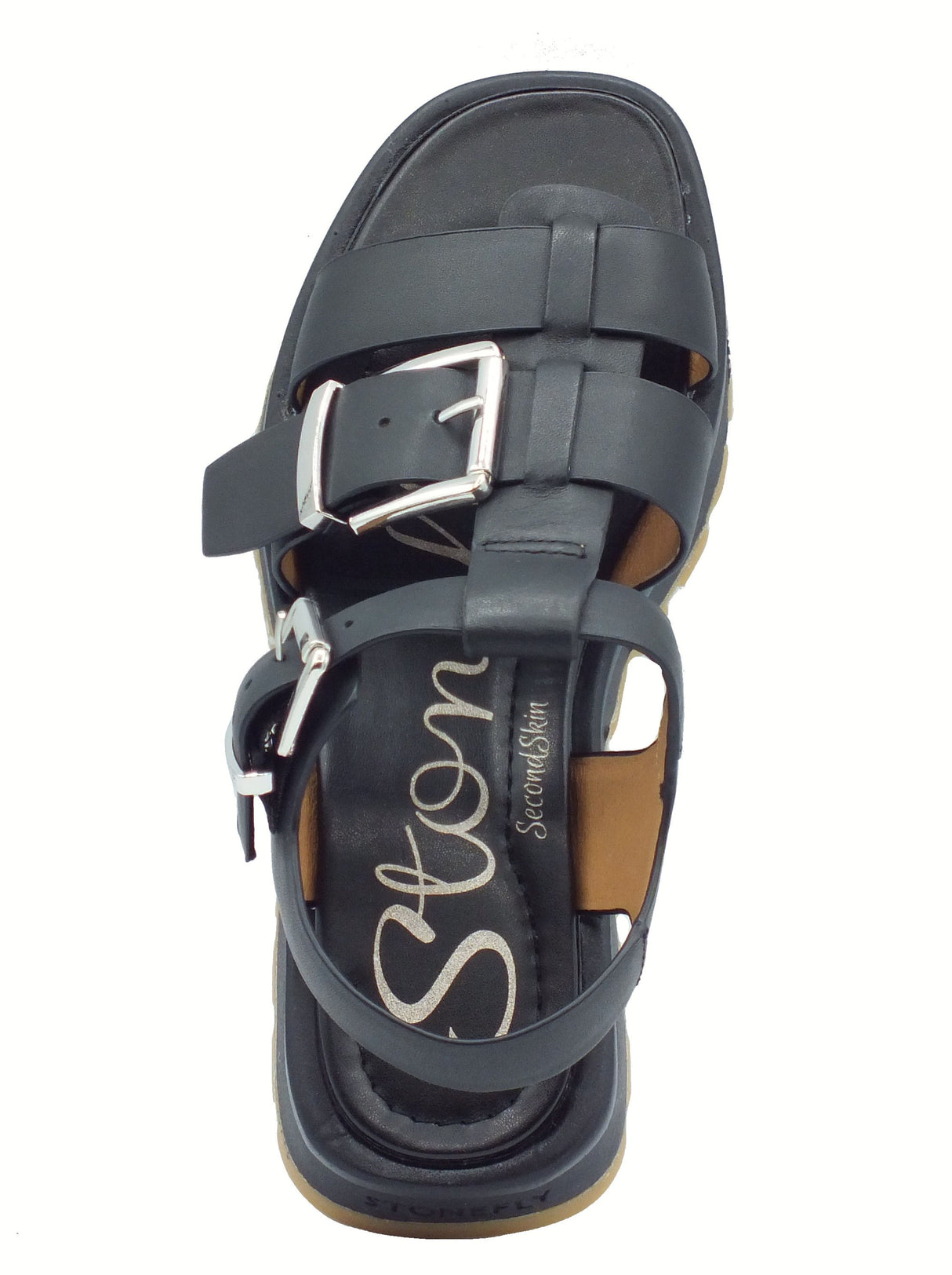 Stonefly Stonefly 219202 Start Calf Black Sandali per Donna in pelle nera zeppa media Black
