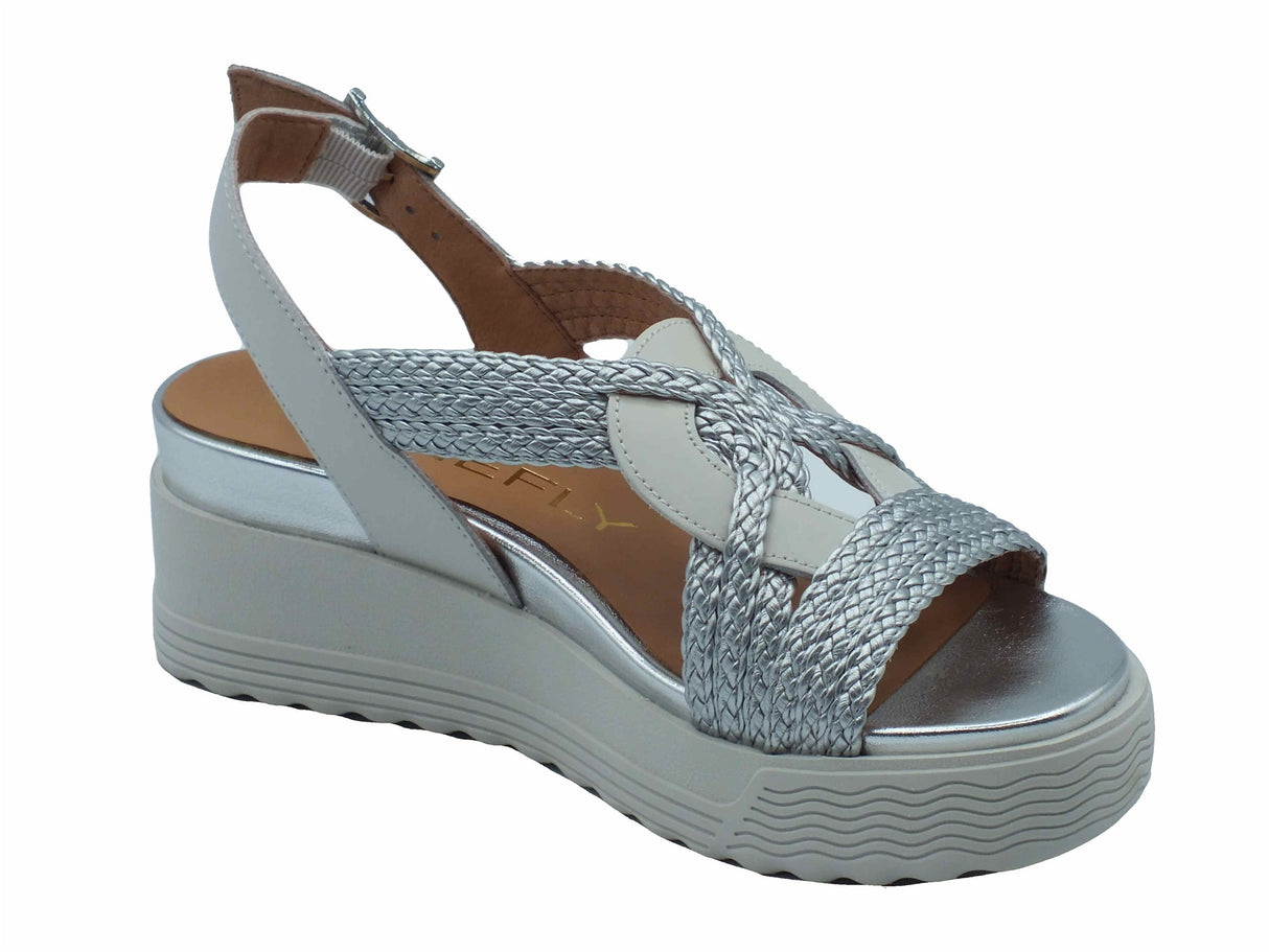 Stonefly Stonefly 220895 Parky 24 Embossed White Silver Sandali estivi per Signora in pelle bianca White Silver