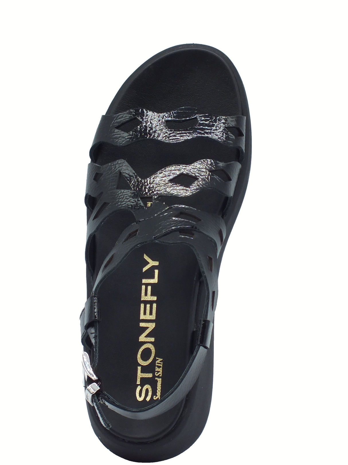 Stonefly Stonefly 220958 Onda Patent Black Sandali per Donna in pelle verniciata nera zeppa bassa Black