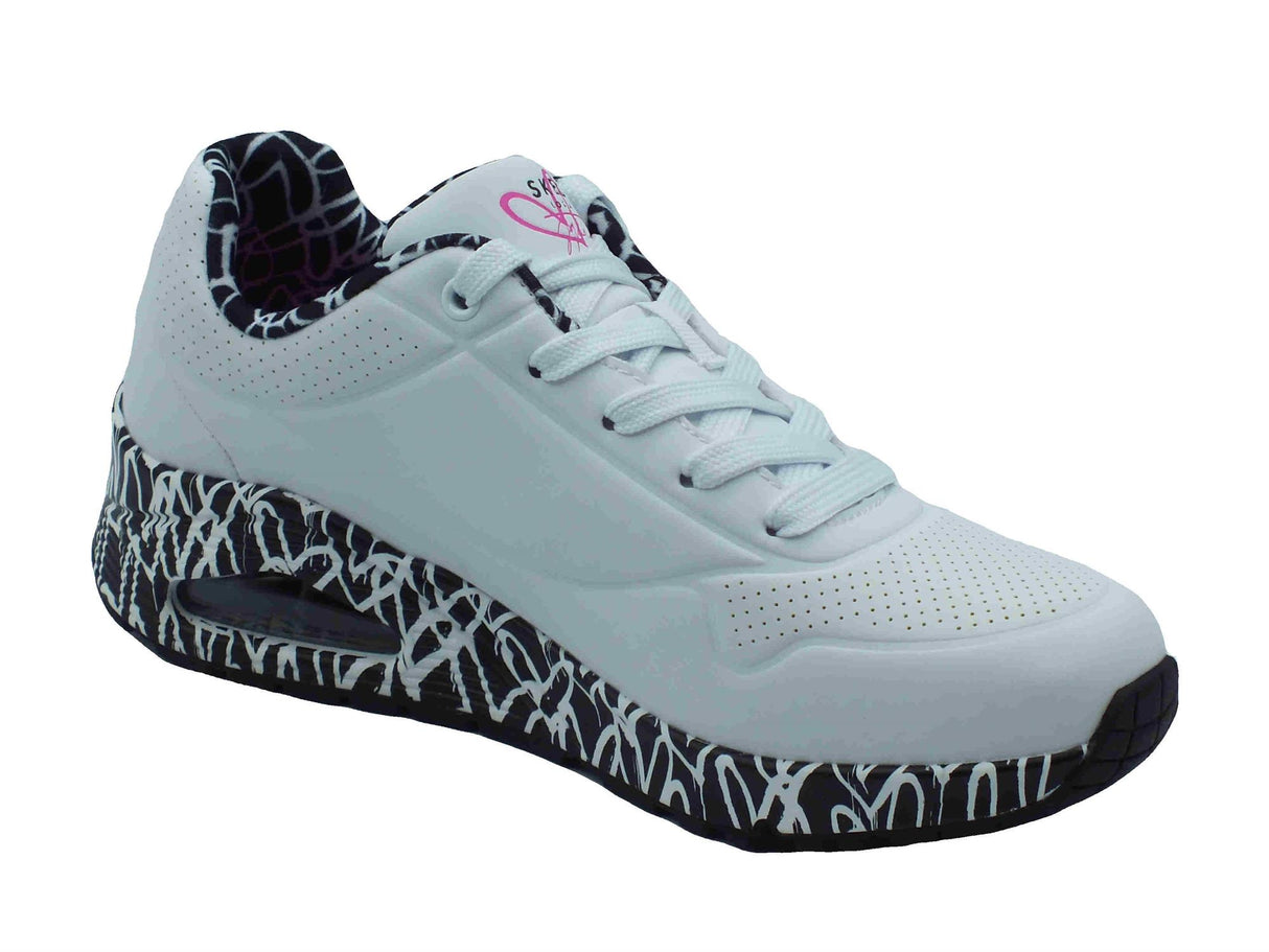 Skechers Skechers Los Angeles 155506 Uno Loving Love White Black Scarpe Sportive per Donna in ecopelle White Black