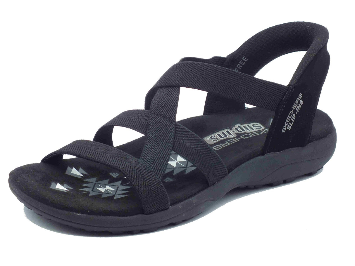 Skechers Skechers 163460 Stretch Flex Black Sandali per Donna in tessuto elasticizzato nero con zeppa bassa Black