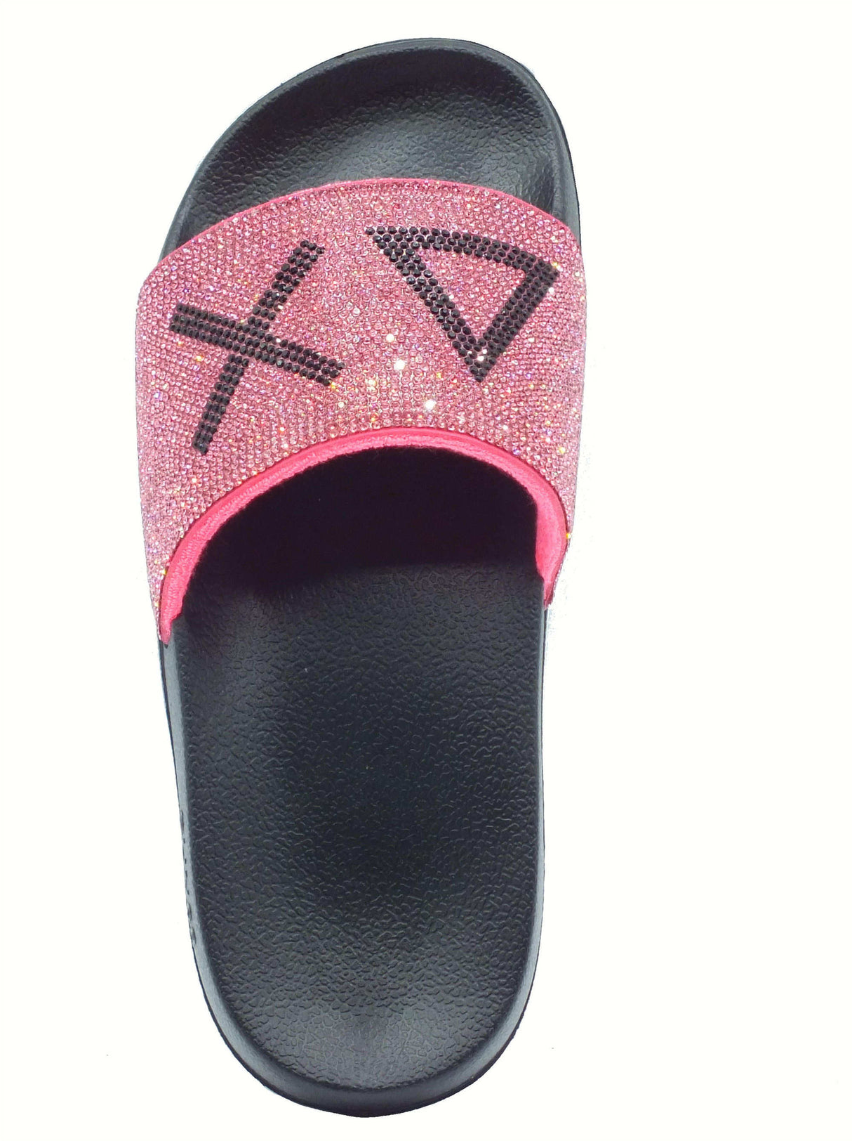 SUN68 SUN68 X35205 Slippers Logo Strass Nero Fuxia Ciabatte per Donna in gomma Nero
