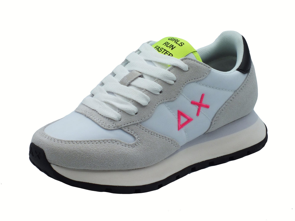 SUN68 SUN68 Z35201 Ally Solid Nylon Bianco Fuxia Fluo Scarpe Sportive Donna in nabuk e tessuto zeppa media Bianco Fuxia
