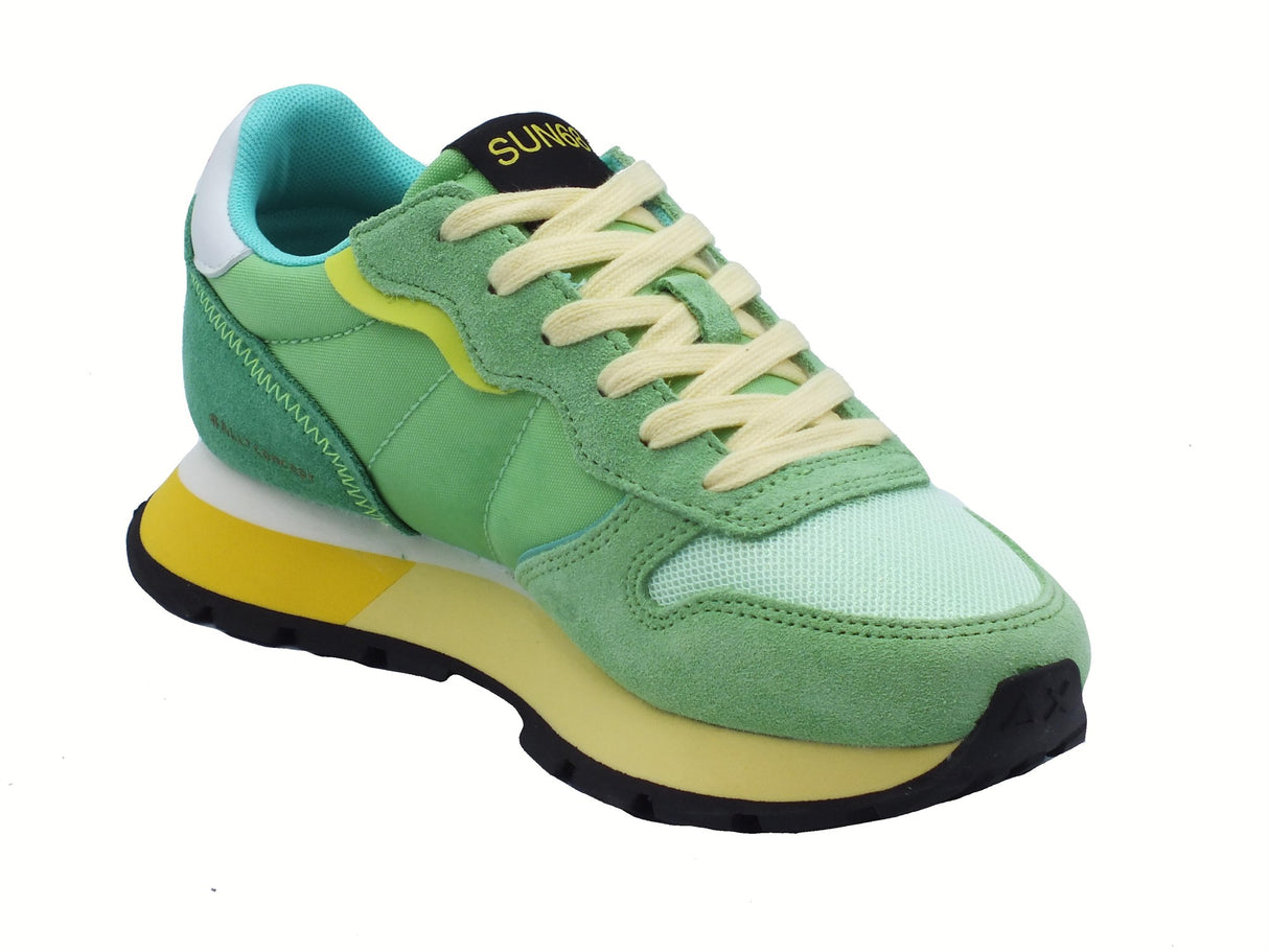 SUN68 SUN68 Z35204 Ally Color Explosion Verde Menta Scarpe Sportive Donna in camoscio tessuto zeppa media Verde Menta