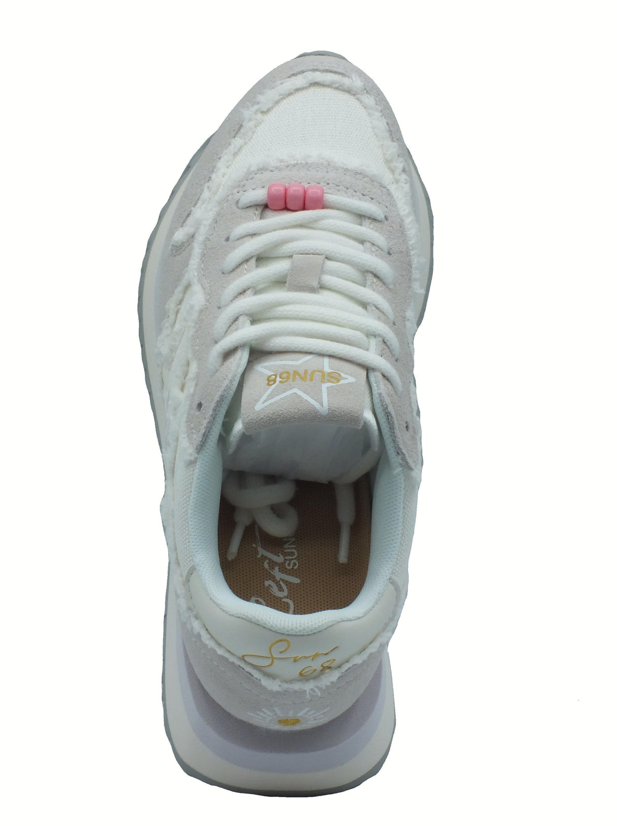 SUN68 SUN68 Z35216 Big Stargirl Canvas Bianco Panna Scarpe Sportive per Donna in nabuk e tessuto Bianco Panna