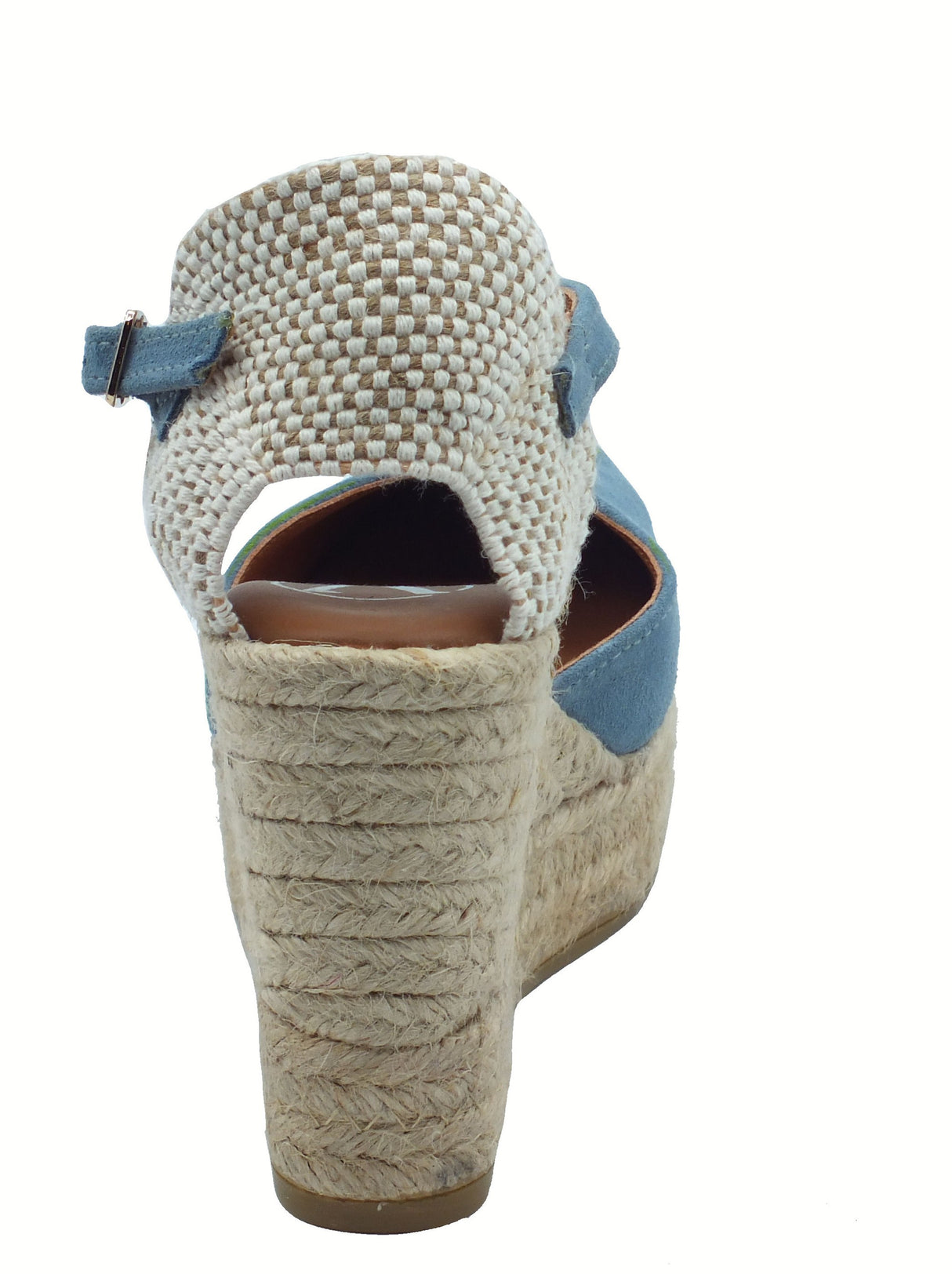 Viguera Viguera 2129 Vitelo Jeans Campesine per Donna in nabuk celeste con zeppa alta in corda Vitelo Jeans