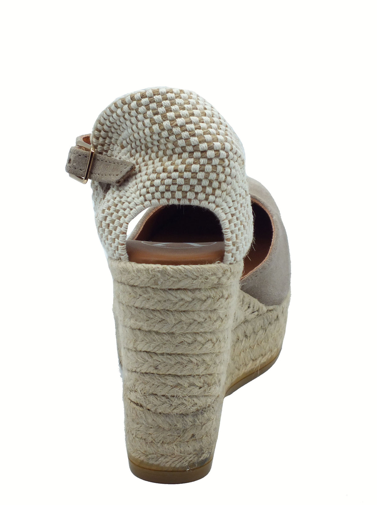 Viguera Viguera 2129 Vitelo Desert Campesine per Donna in nabuk sabbia con zeppa alta in corda Vitelo Desert