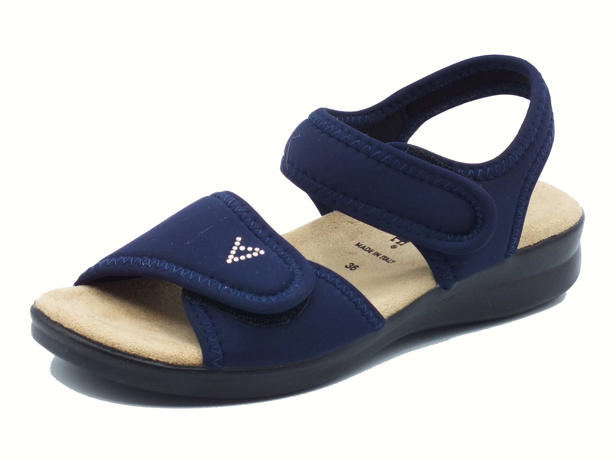 Valleverde Valleverde 25324 Blu Sandali con zeppa bassa per Donna in tessuto elasticizzato Blu