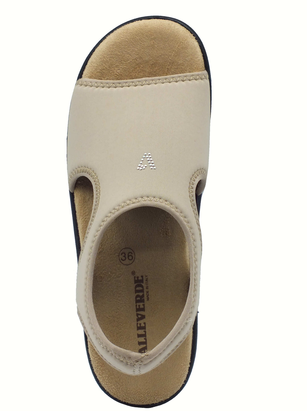 Valleverde Valleverde 37501 Beige Sandali con zeppa bassa per Donna in tessuto elasticizzato Beige