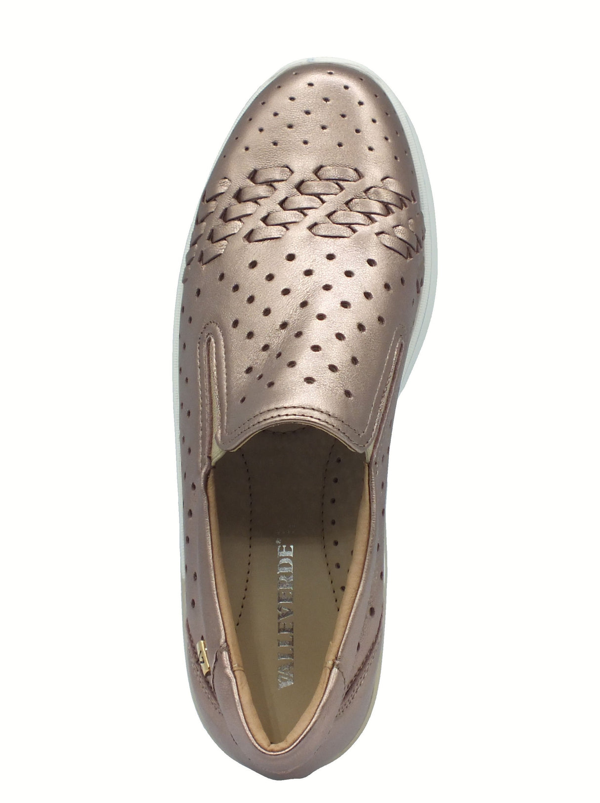 Valleverde Valleverde V49402 Vitello Bronzo Mocassini con zeppa per donna in pelle traforata Bronzo
