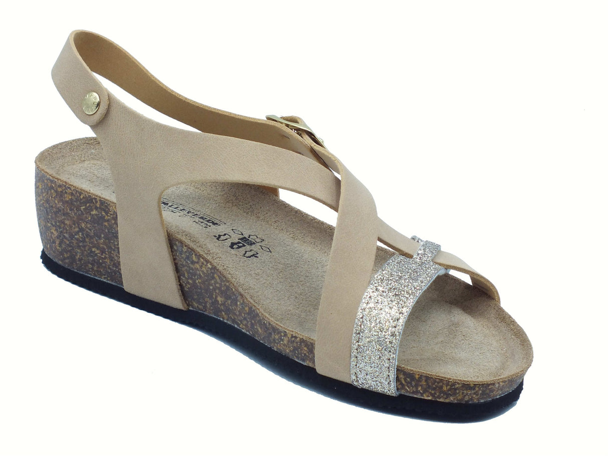 Valleverde Valleverde VG324AT Sabbia Sandali con zeppa per Donna econabuk e glitter Sabbia