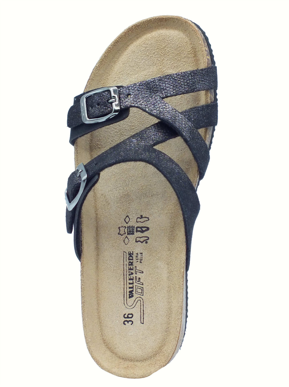 Valleverde Valleverde VG335 Nero Sandali con zeppa bassa per Donna ecopelle doppia fibia Nero