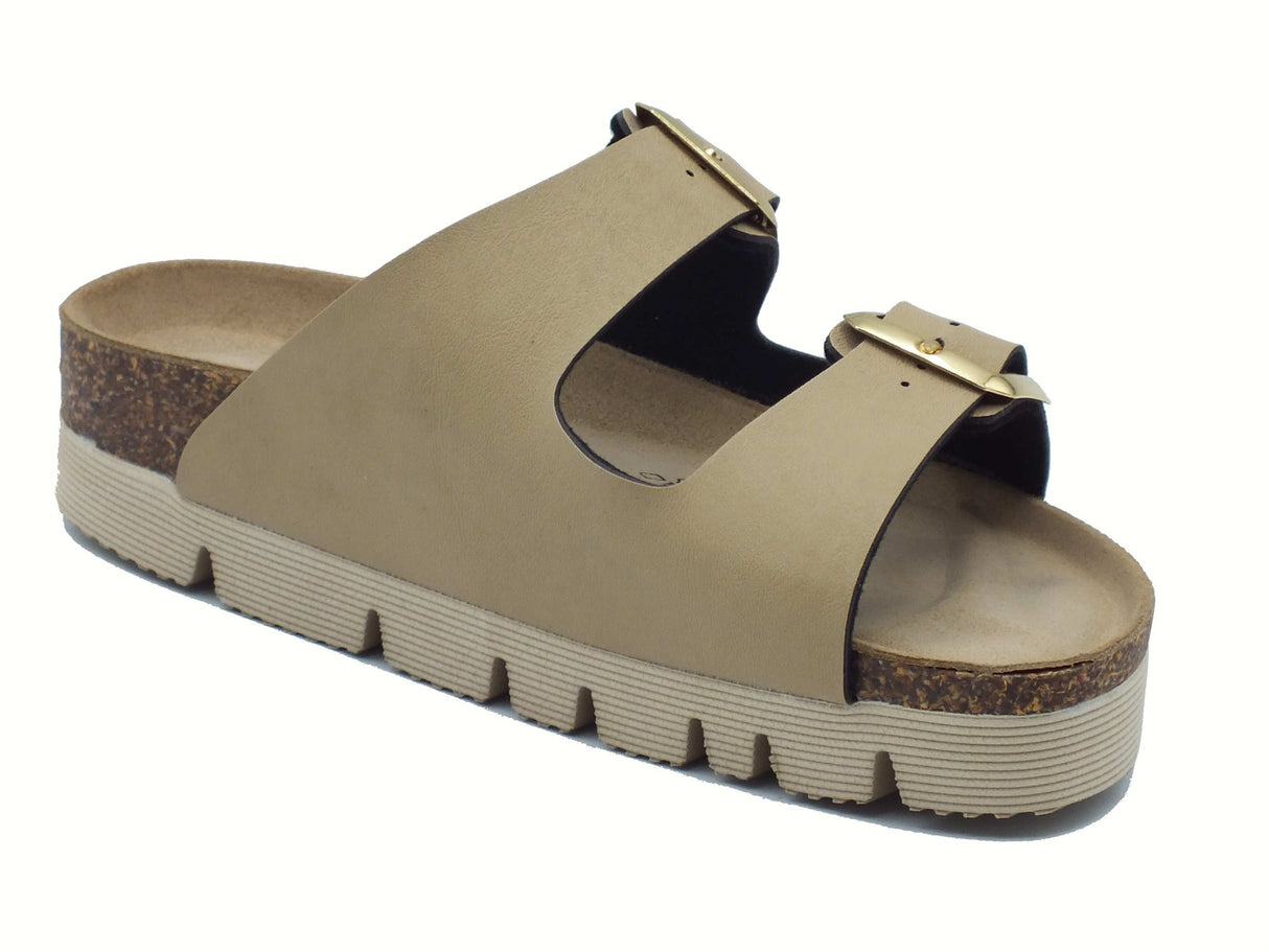Valleverde Valleverde VG6800Q Sabbia Sandali con zeppa per Donna econabuk e doppia fibia Sabbia