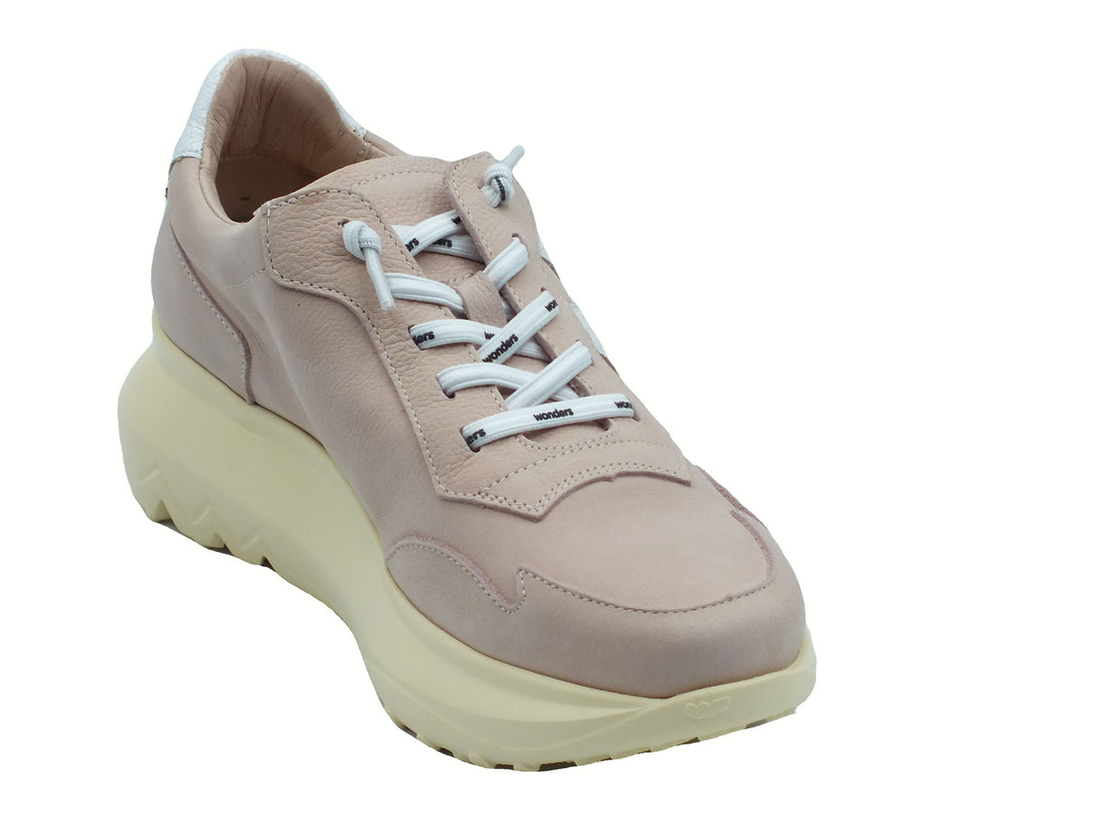 Wonders Wonders A-4002 Samira Nubuk Palo Sneakers per Donna in nabuk beige zeppa alta bombata beige