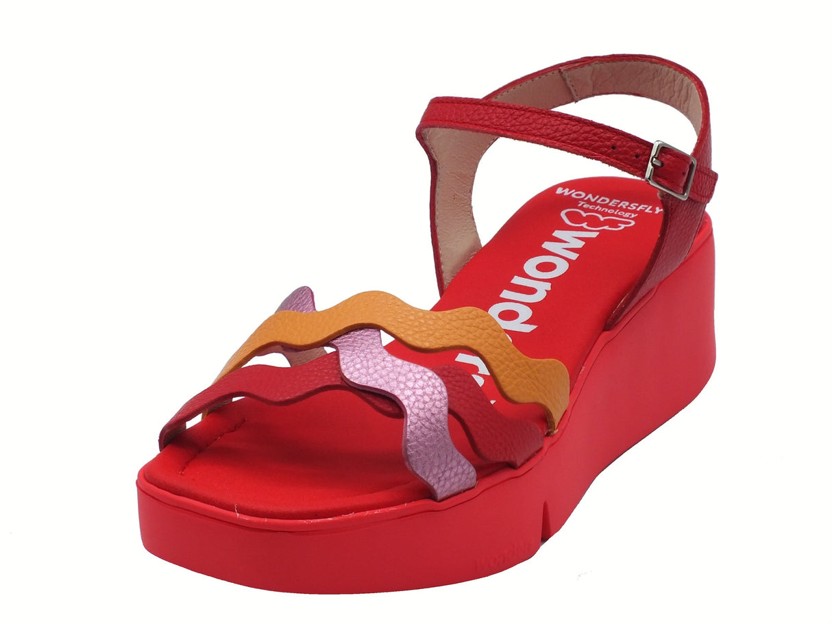 Wonders Wonders B-7943 Wild Rojo Sandali per Donna in pelle rossa con zeppa media Wild Rojo