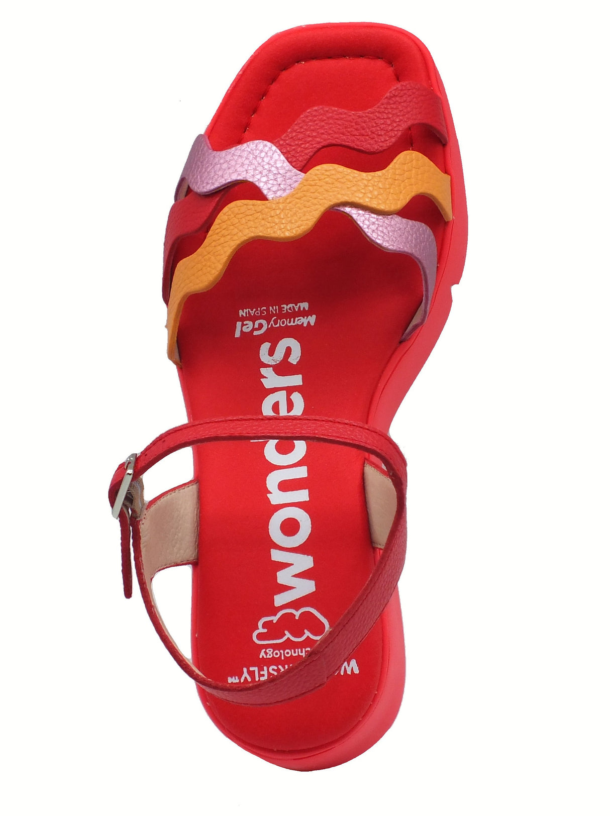 Wonders Wonders B-7943 Wild Rojo Sandali per Donna in pelle rossa con zeppa media Wild Rojo