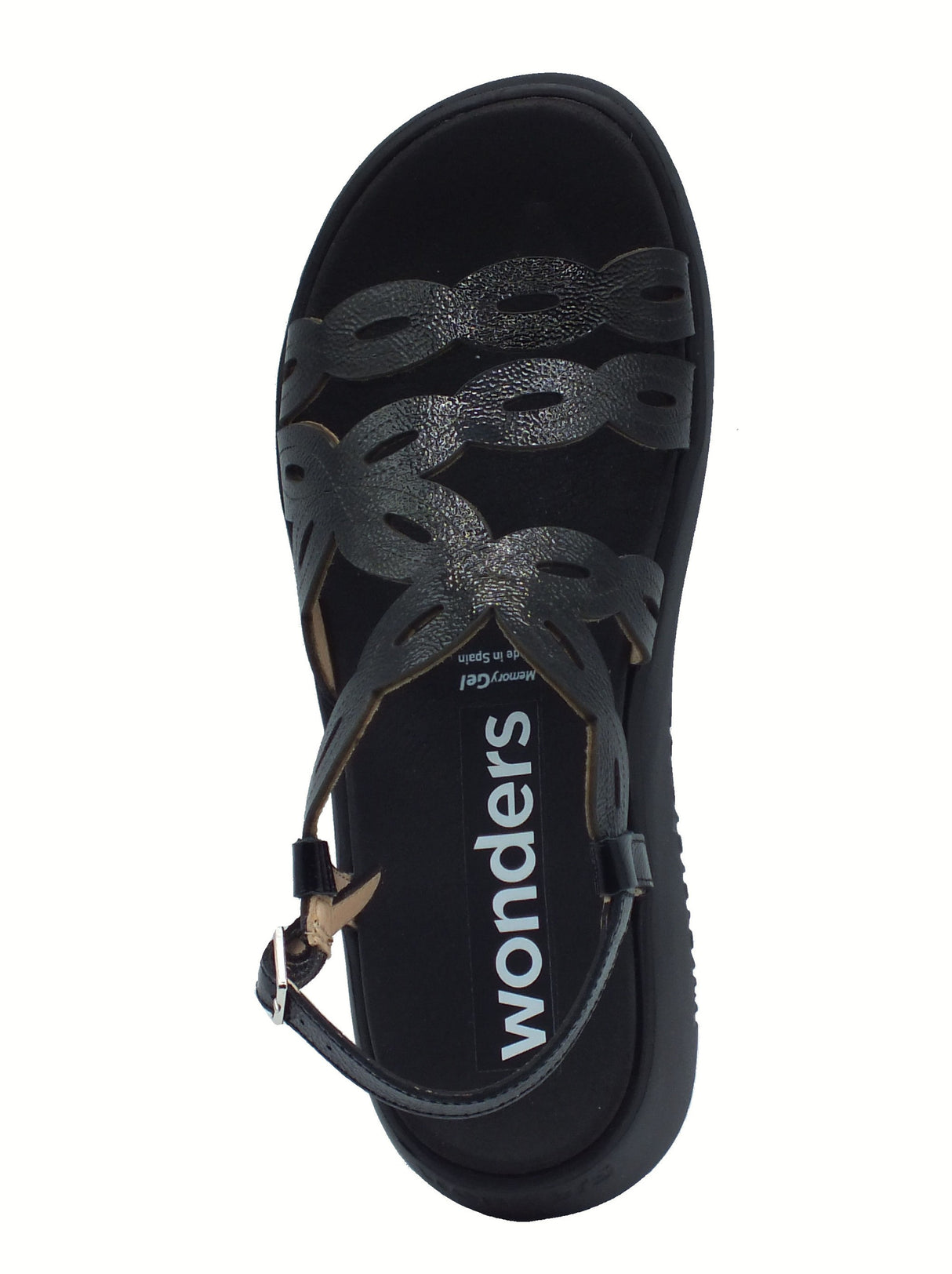 Wonders Wonders C-6542 Lack Negro Sandali per Donna in vernice nera con zeppa bassa Nero