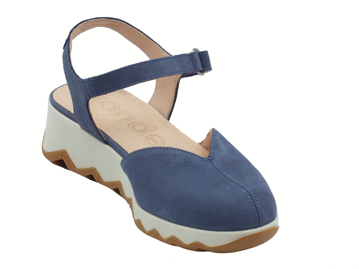 Wonders Wonders Sandali zeppa alta Donna C-7601 Samara Nubuk Baltic pelle blu blu