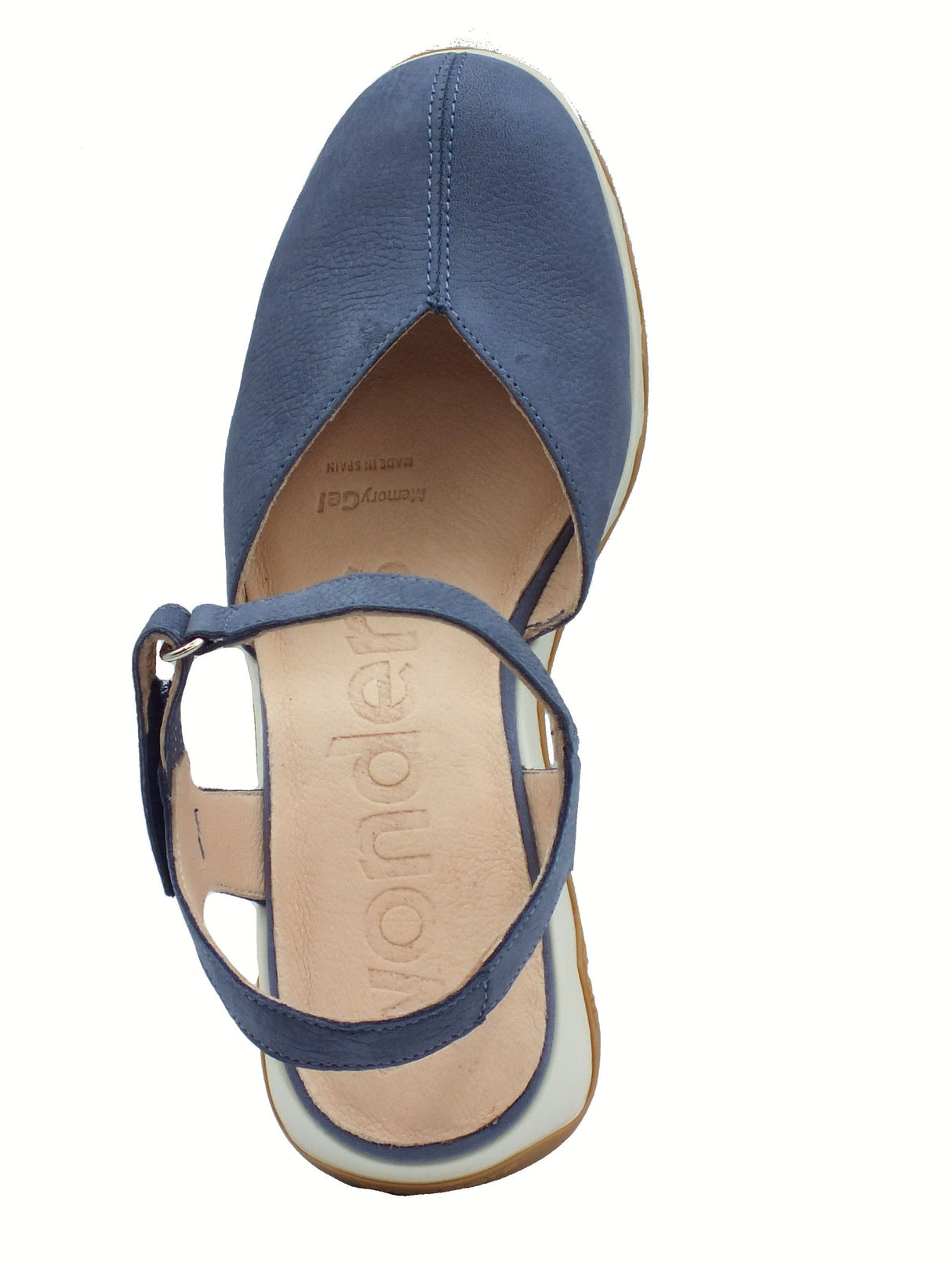 Wonders Wonders Sandali zeppa alta Donna C-7601 Samara Nubuk Baltic pelle blu blu