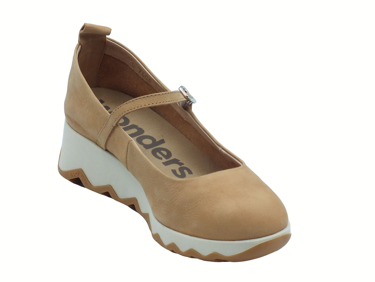 Wonders Wonders C-7604 Amanda Nubuk Sand Decoltè per Donna in Nabuk sabbia con zeppa Sand