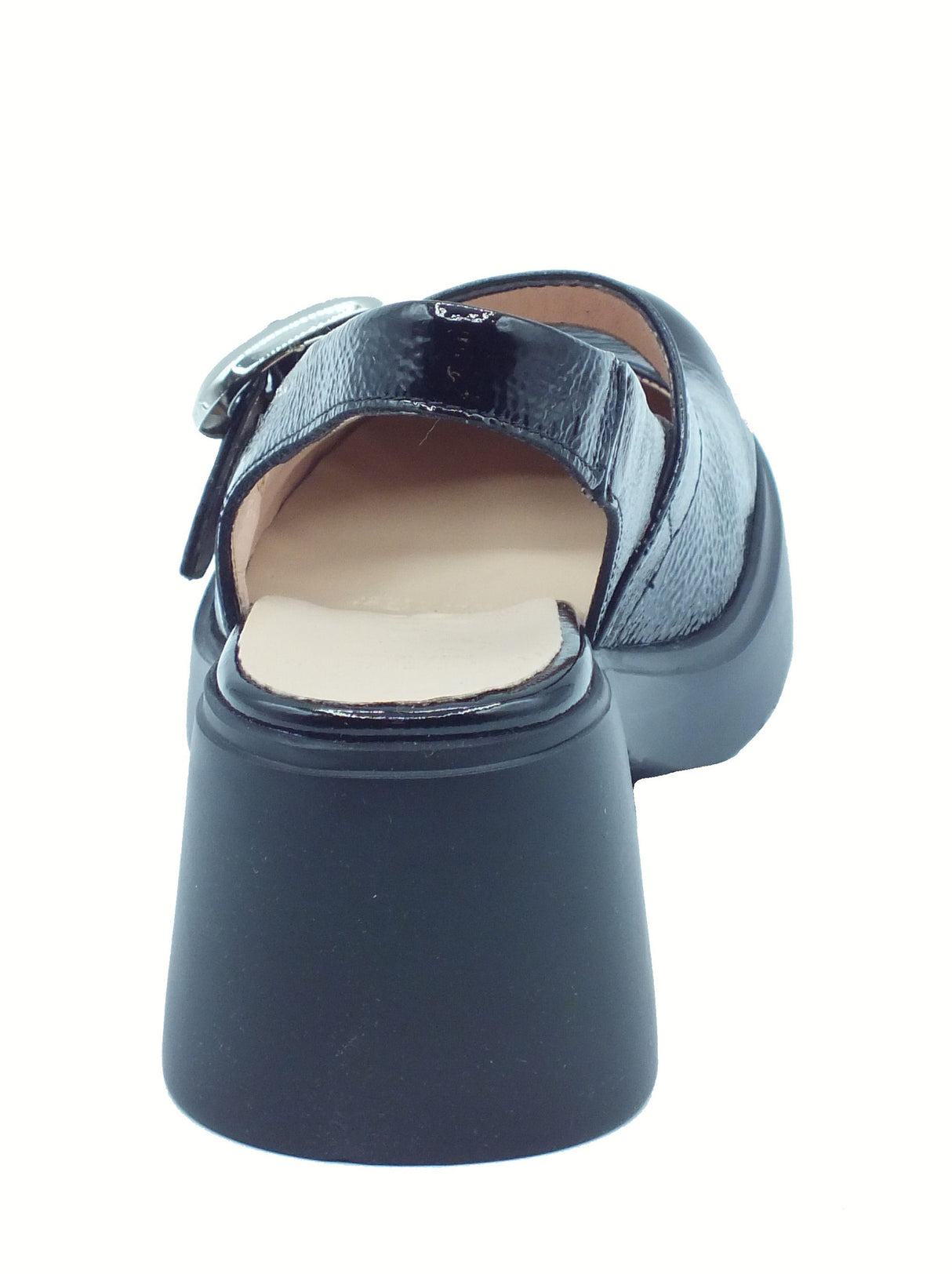 Wonders Wonders E-7111 Sora Lack Negro Sandali per Donna in pelle lucida nero con tacco alto e plateau nero
