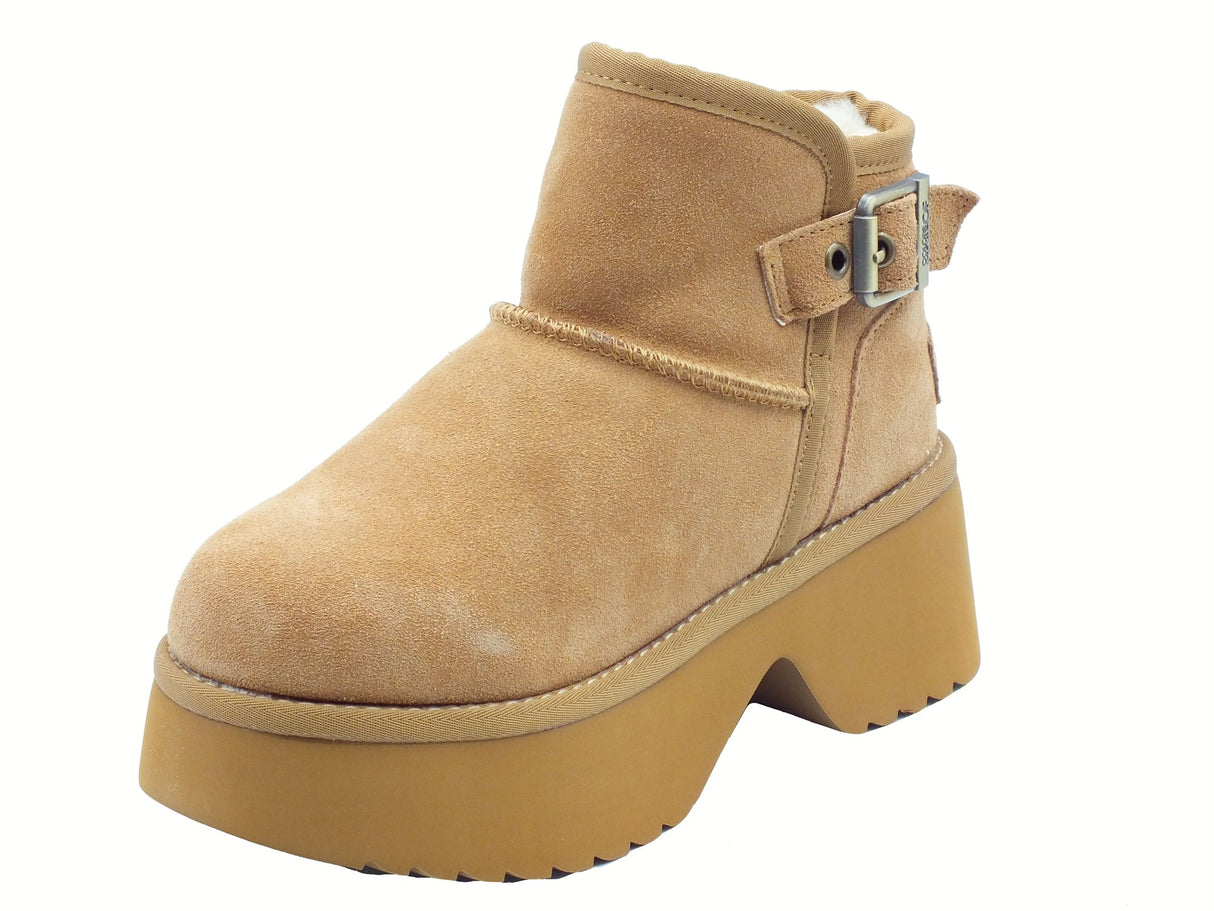 Colors of California Colors of California HC.HELEN01 Tan Tronchetti con zeppa per Donna in camoscio Tan