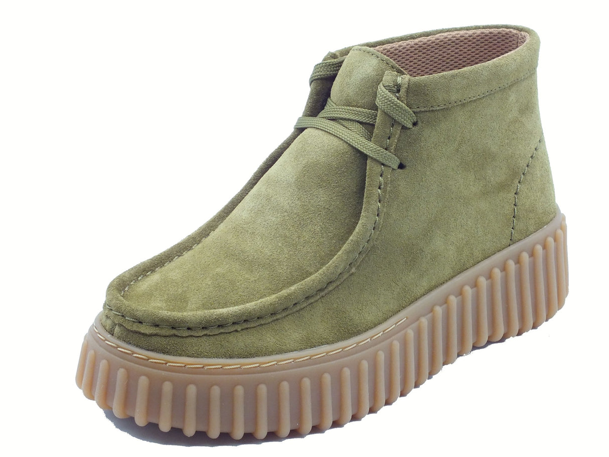 Clarks Clarks Torhill Moss Olive Suede Scarponcini per Donna in camoscio Olive Suede