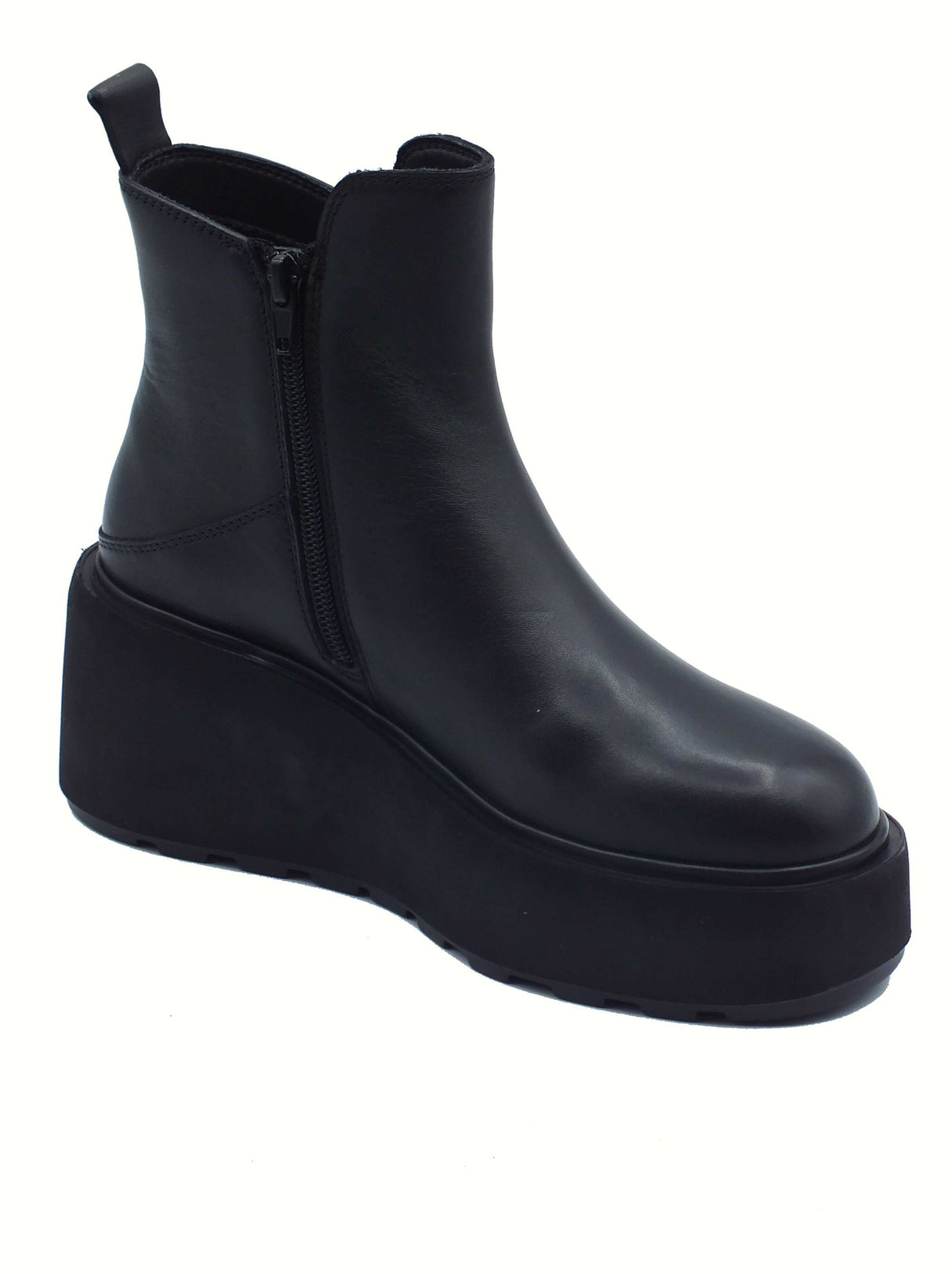 CafèNoir CAFèNOIR FL1113 Nero Tronchetti per Donna in pelle con lampo e zeppona Nero