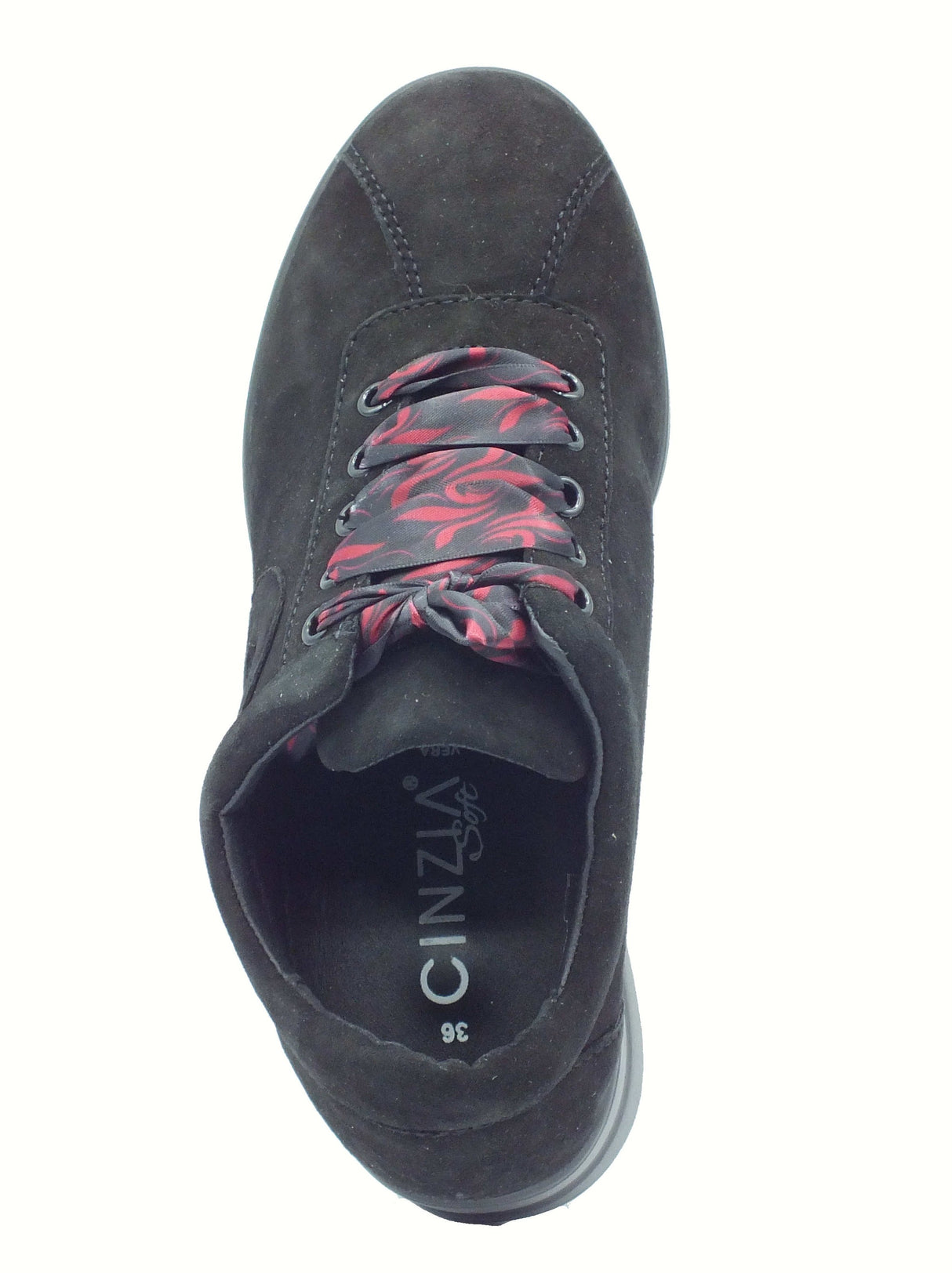 Cinzia Soft Cinzia Soft IV1224000 Black Sneakers Confort per Donna in nabuk nero con lacci Black