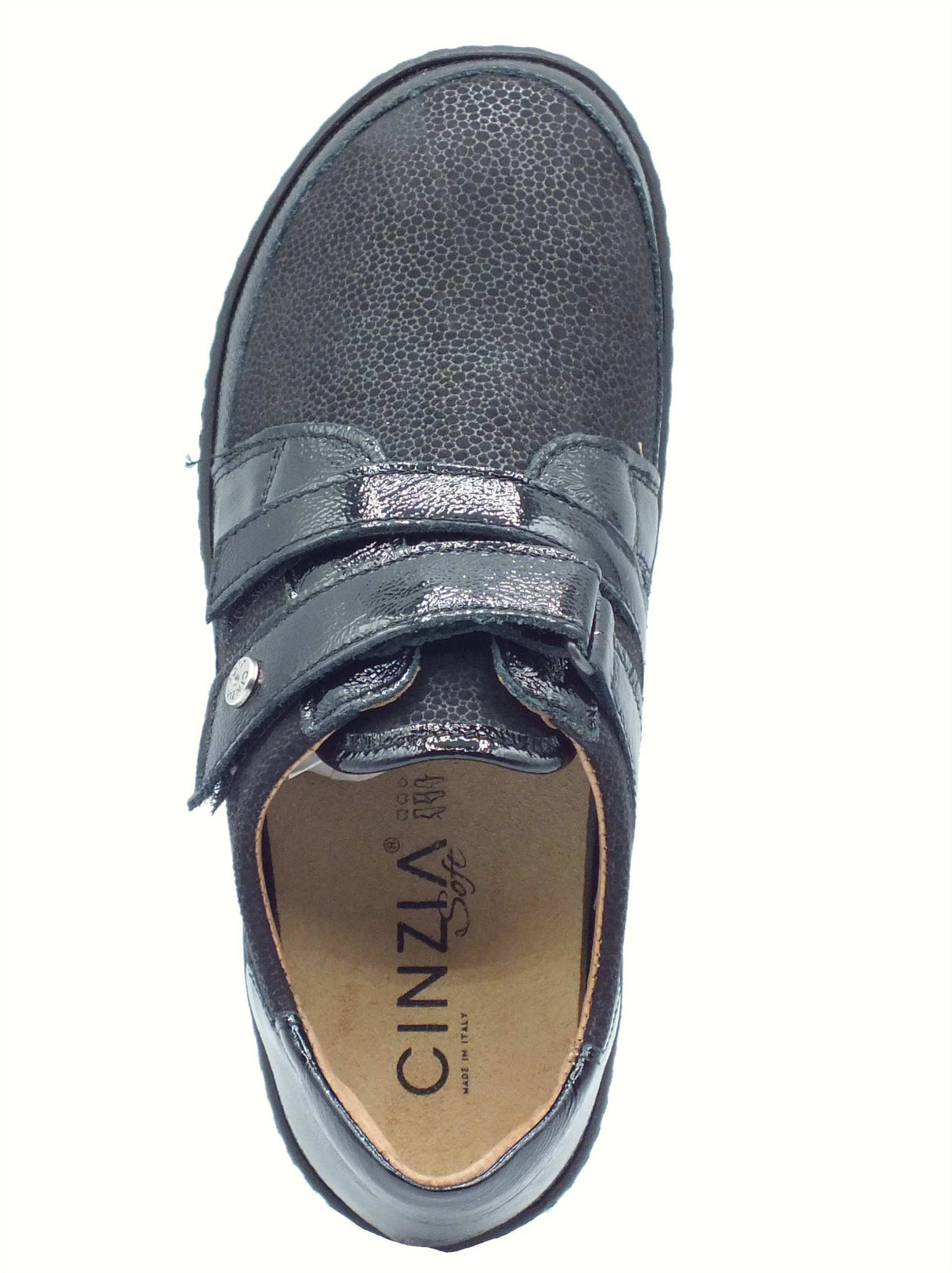 Cinzia Soft Cinzia Soft IM54018 Nero Sneakers Confort per Donna in pelle verniciata zeppa bassa stretch Nero