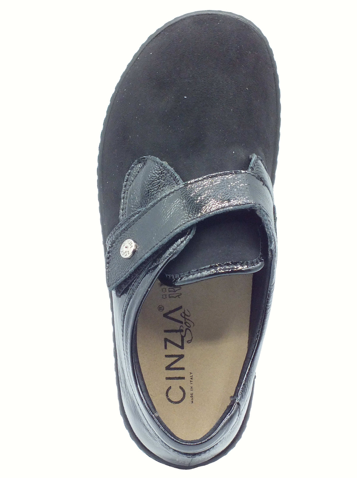 Cinzia Soft Cinzia Soft IM54081 Nero Sneakers Confort per Donna in pelle verniciata zeppa bassa stretch Nero
