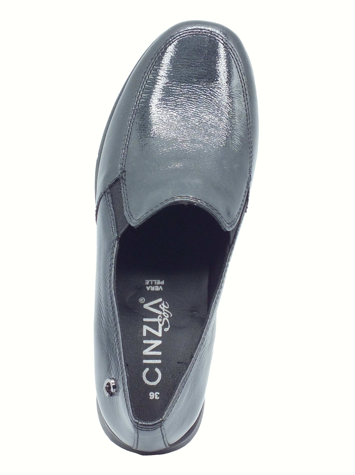 Cinzia Soft Cinzia Soft IV8920543G Black Mocassini per Donna in pelle verniciata con zeppa media Black