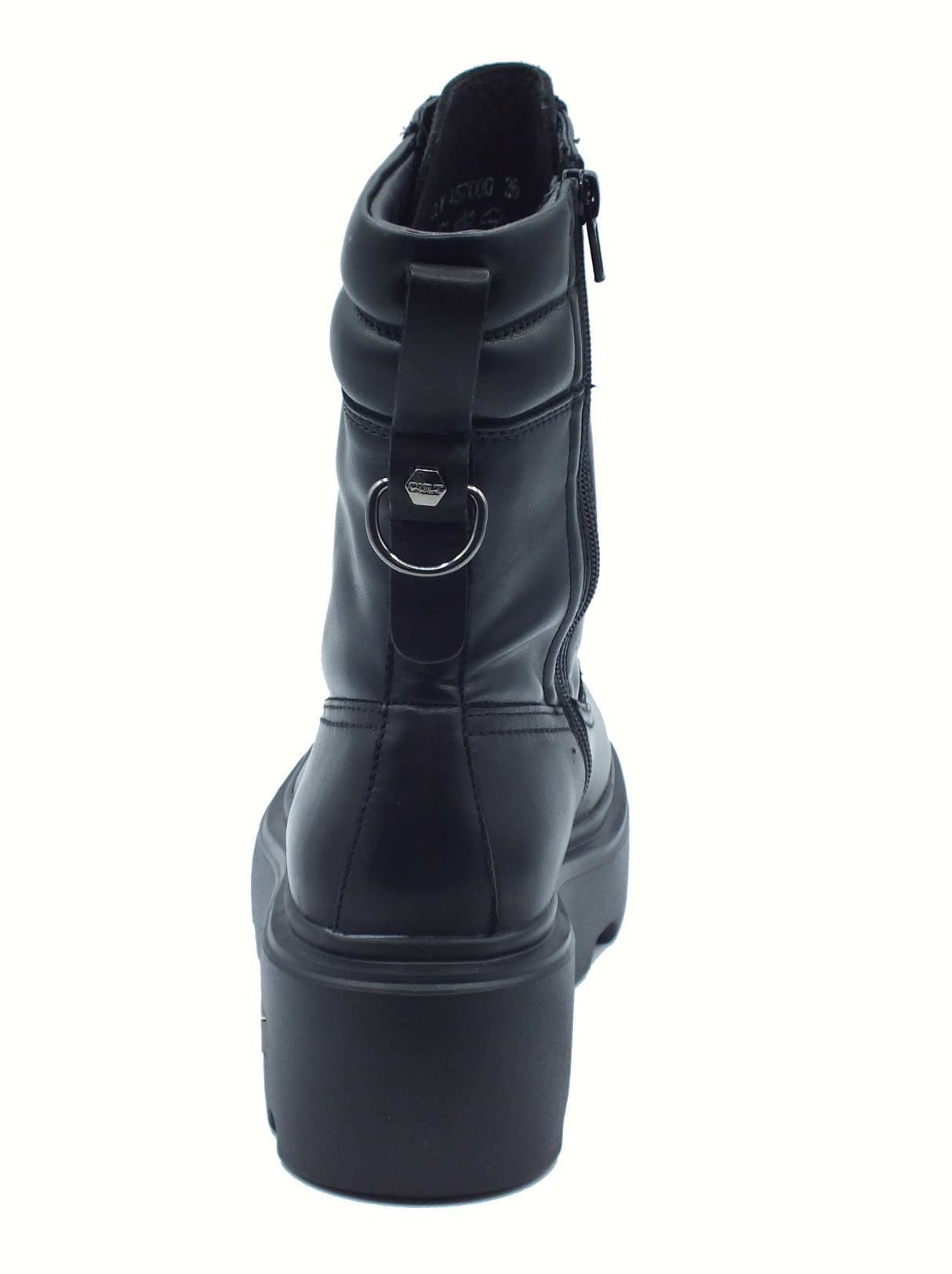 CULT CULT New Rock CLW457000 Black Anfibi Donna in pelle lacci lampo e zeppa alta Black