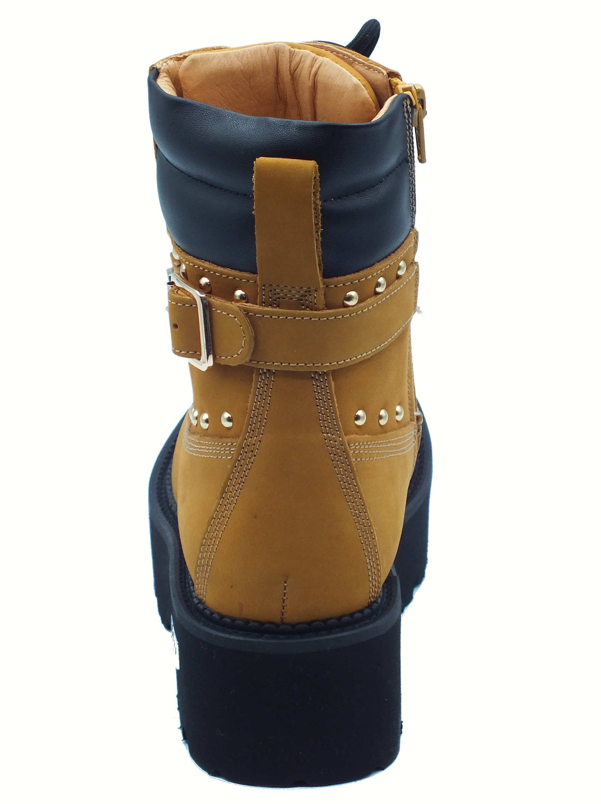 CULT CULT CLW464104 Rocky ChestNut Scarponcini per Donna in nabuk nocciola con lampo e lacci zeppa alta ChestNut