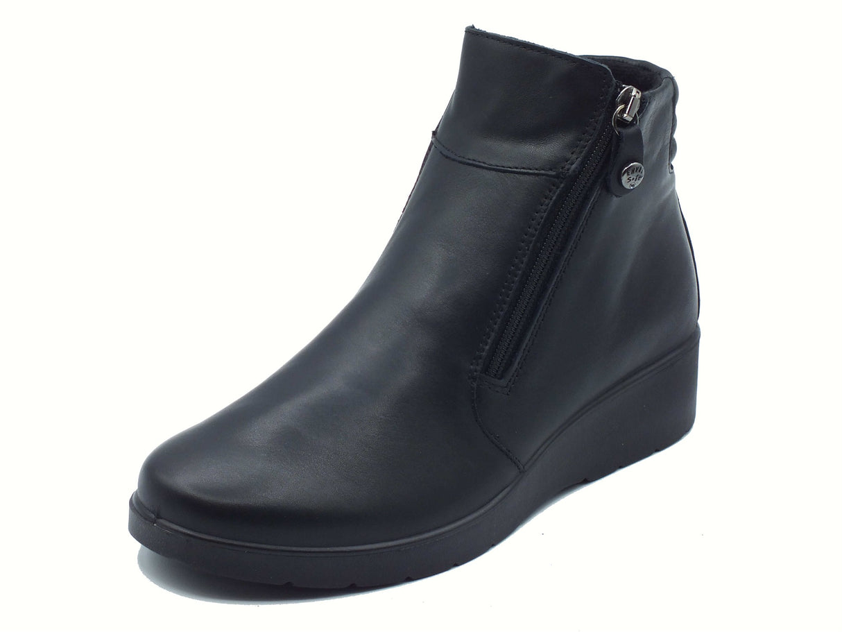 ENVAL Soft ENVAL Soft 8761400 Nappa Soft Nero Tronchetti accollati per Donna in pelle con lampo zeppa bassa Nero
