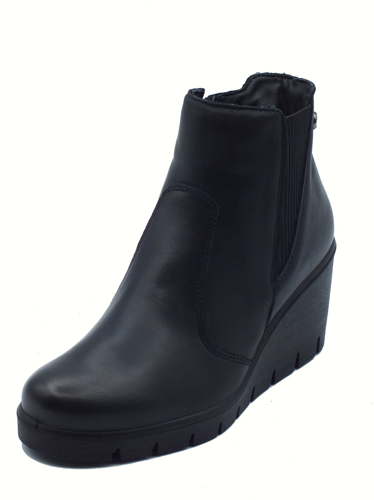 ENVAL Soft ENVAL Soft 8769500 Nappa Soft Nero Tronchetti accollati per Donna in pelle con lampo zeppa alta Nero