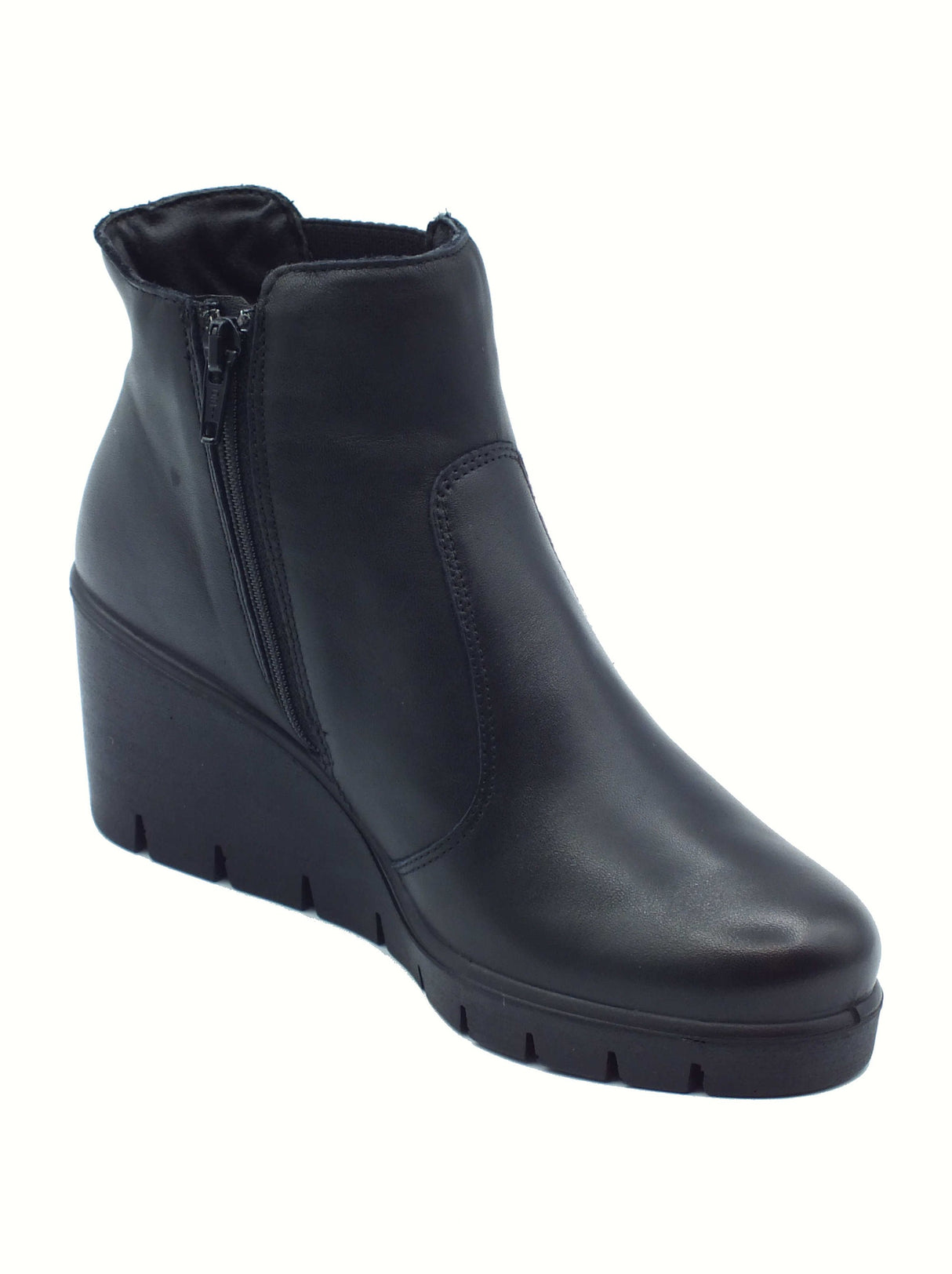 ENVAL Soft ENVAL Soft 8769500 Nappa Soft Nero Tronchetti accollati per Donna in pelle con lampo zeppa alta Nero