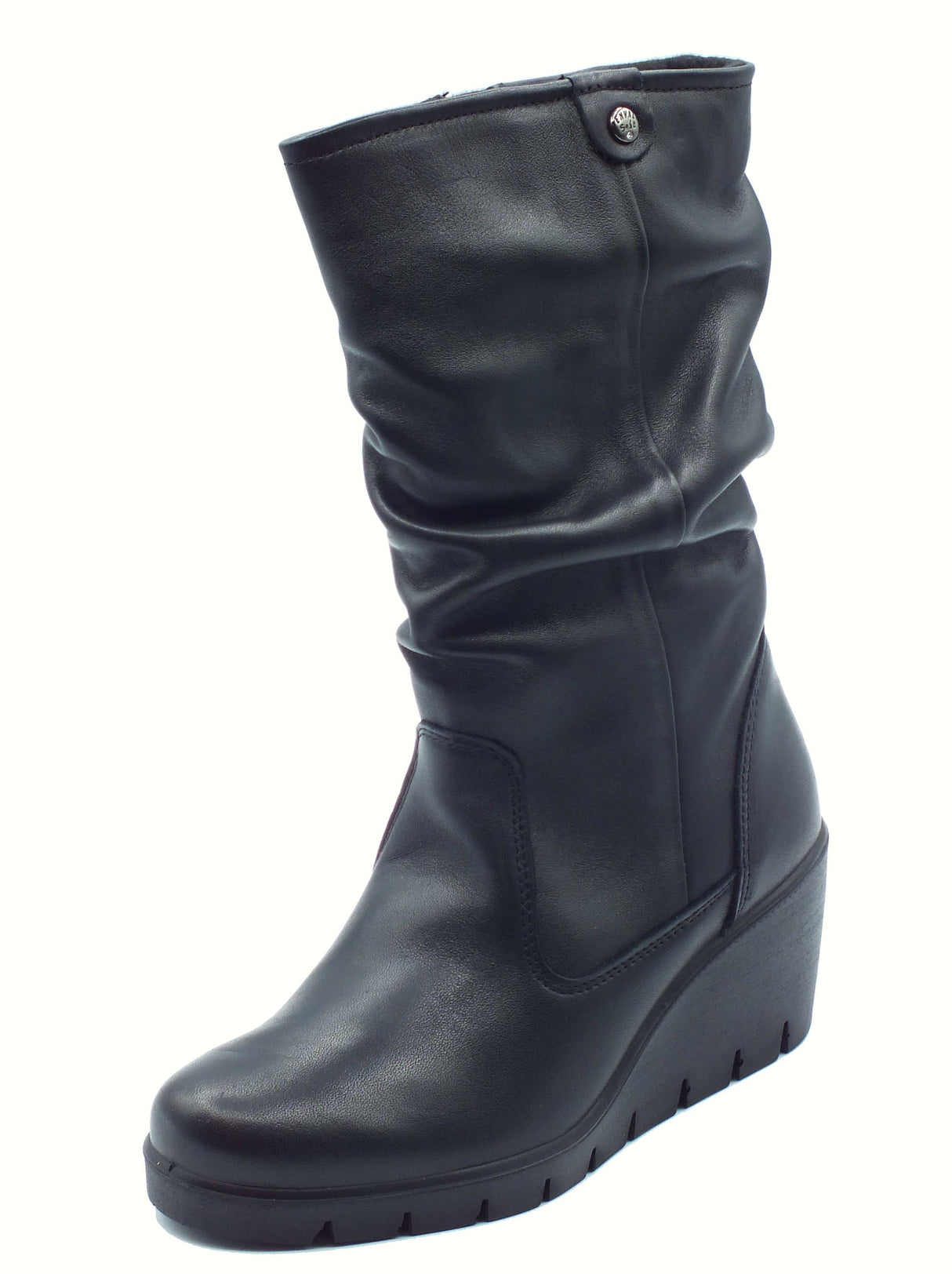 ENVAL Soft ENVAL Soft 8769600 Nappa Soft Nero Tronchetti per Donna in pelle con lampo zeppa media Nero