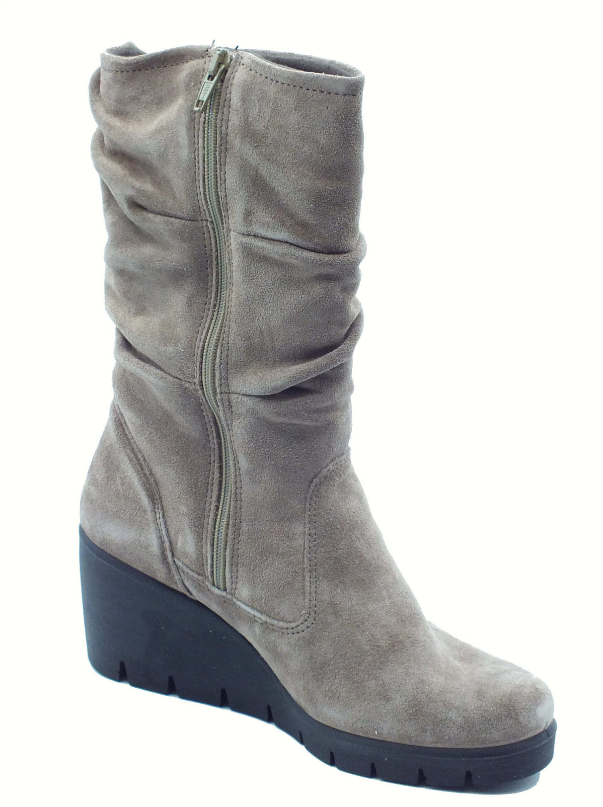 ENVAL Soft ENVAL Soft 8769622 Scam. Fango Tronchetti per Donna in camoscio con lampo zeppa media Fango