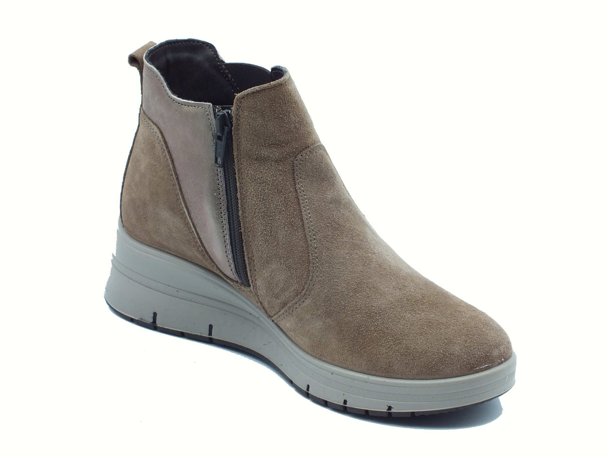 ENVAL Soft ENVAL Soft 8778111 Scam Capra Fango Tronchetti accollati per Donna in nabuk con lampo zeppa bassa Fango