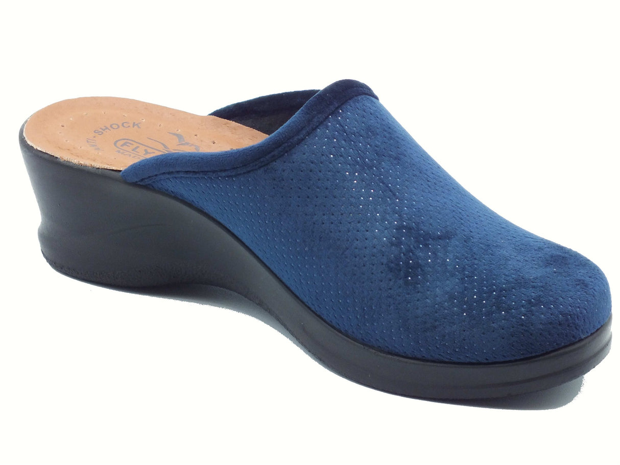 Fly Flot Fly Flot 96 W36 FE Valganna Blu Pantofole per Donna in tessuto con sottopiede anti-shock in pelle Blu