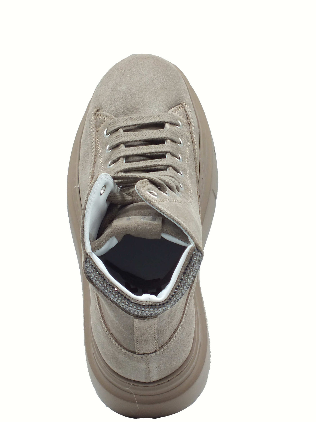 GIO+ GIO+ ARIA212C Combi Tortora Tronchetti per Donna in camoscio con zeppa media Combi Tortora