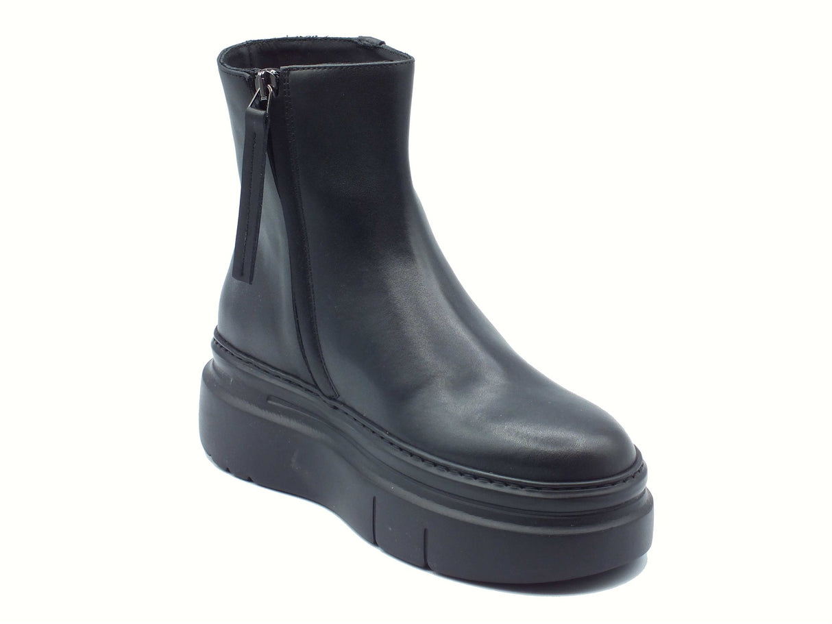 GIO+ GIO+ ARIA220 Combi Black Tronchetti per Donna in pelle con zeppa media Combi Black