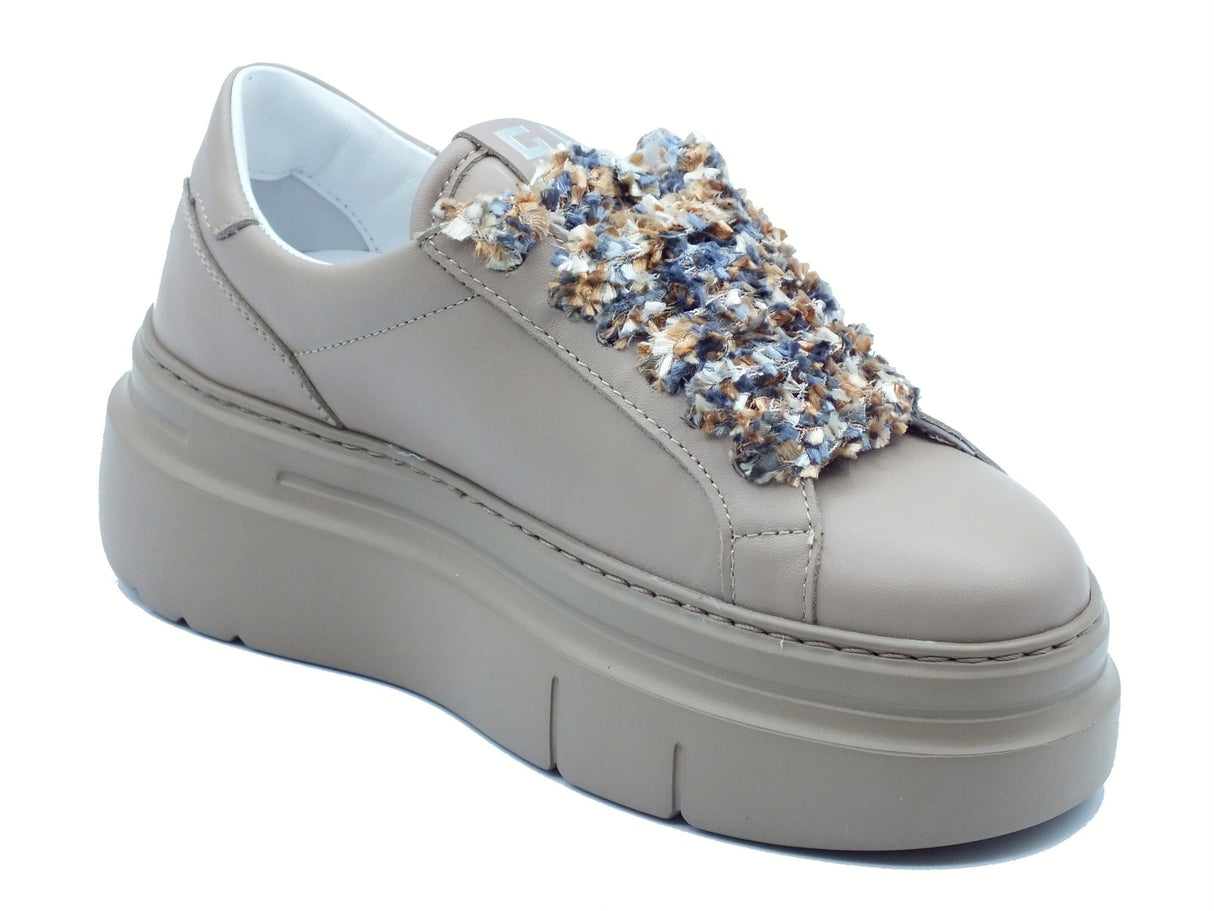 GIO+ GIO+ ARIA50H Combi Tortora Sneakers per Donna in pelle zeppa media Tortora