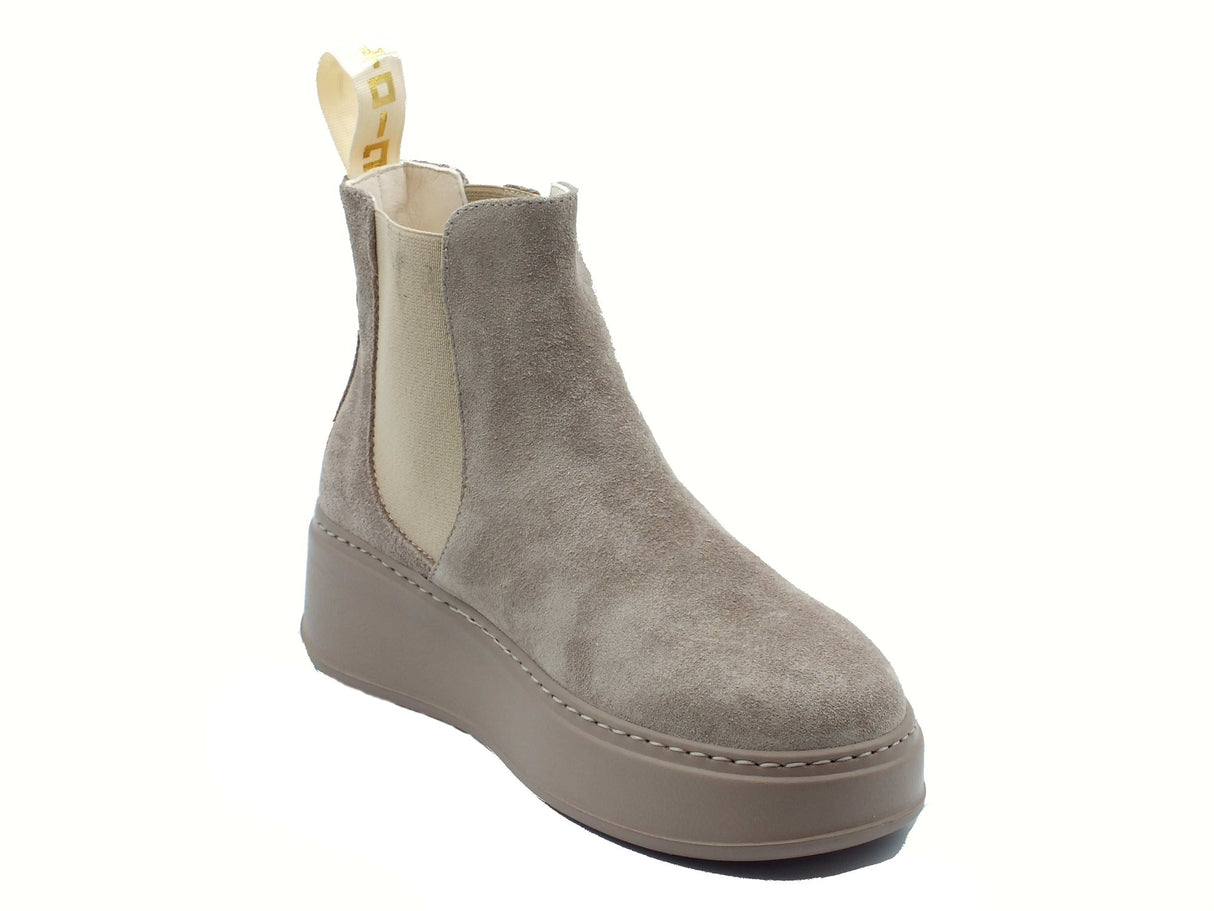 GIO+ GIO+ PIADA04L Combi Tortora Tronchetti per Donna in camoscio con applicazioni zeppa media Combi Tortora