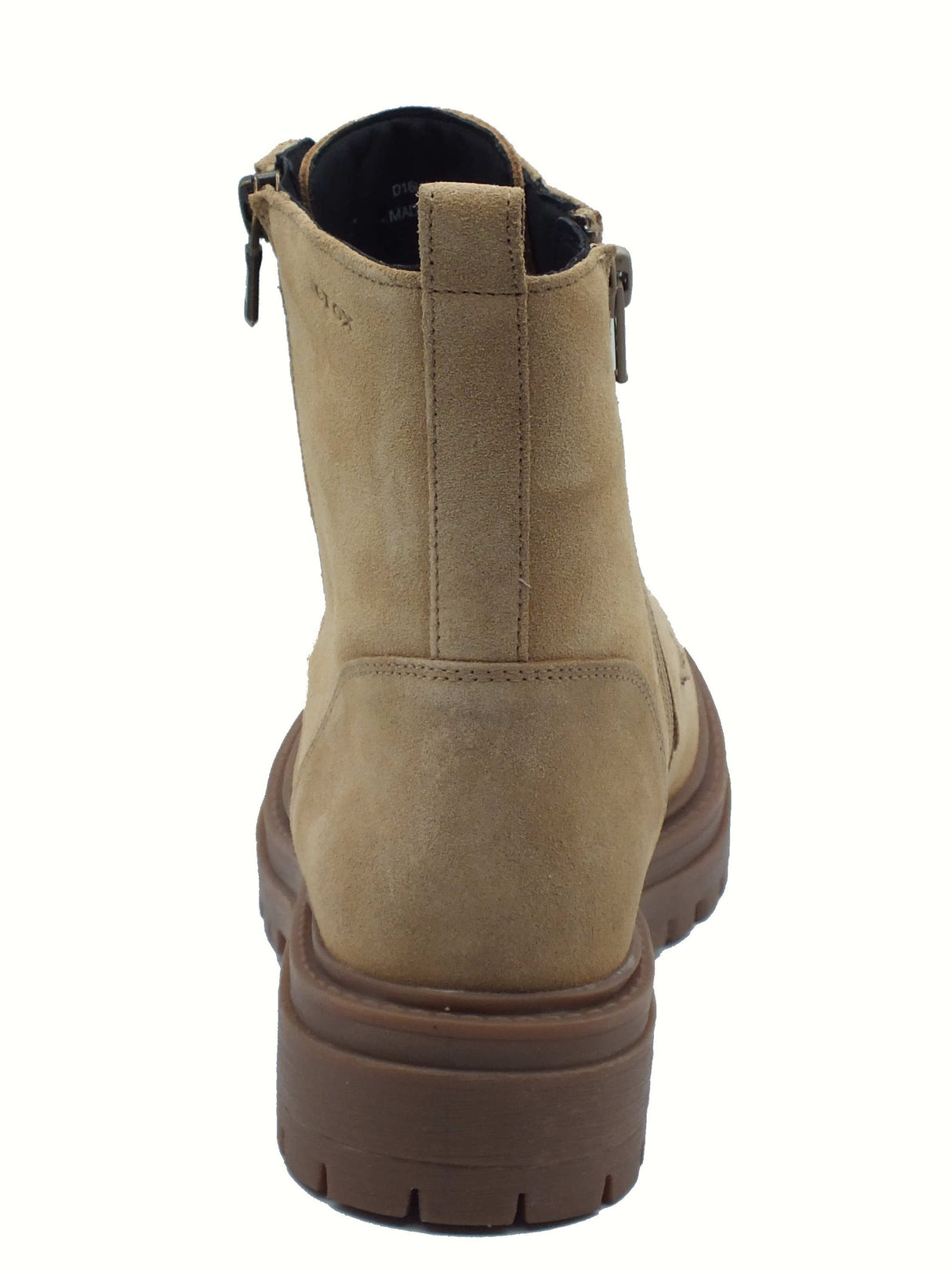 Geox Geox D16HRF Iridea Dk Sand Anfibi per donna in pelle sabbia con lacci e lampo Iridea Dk Sand