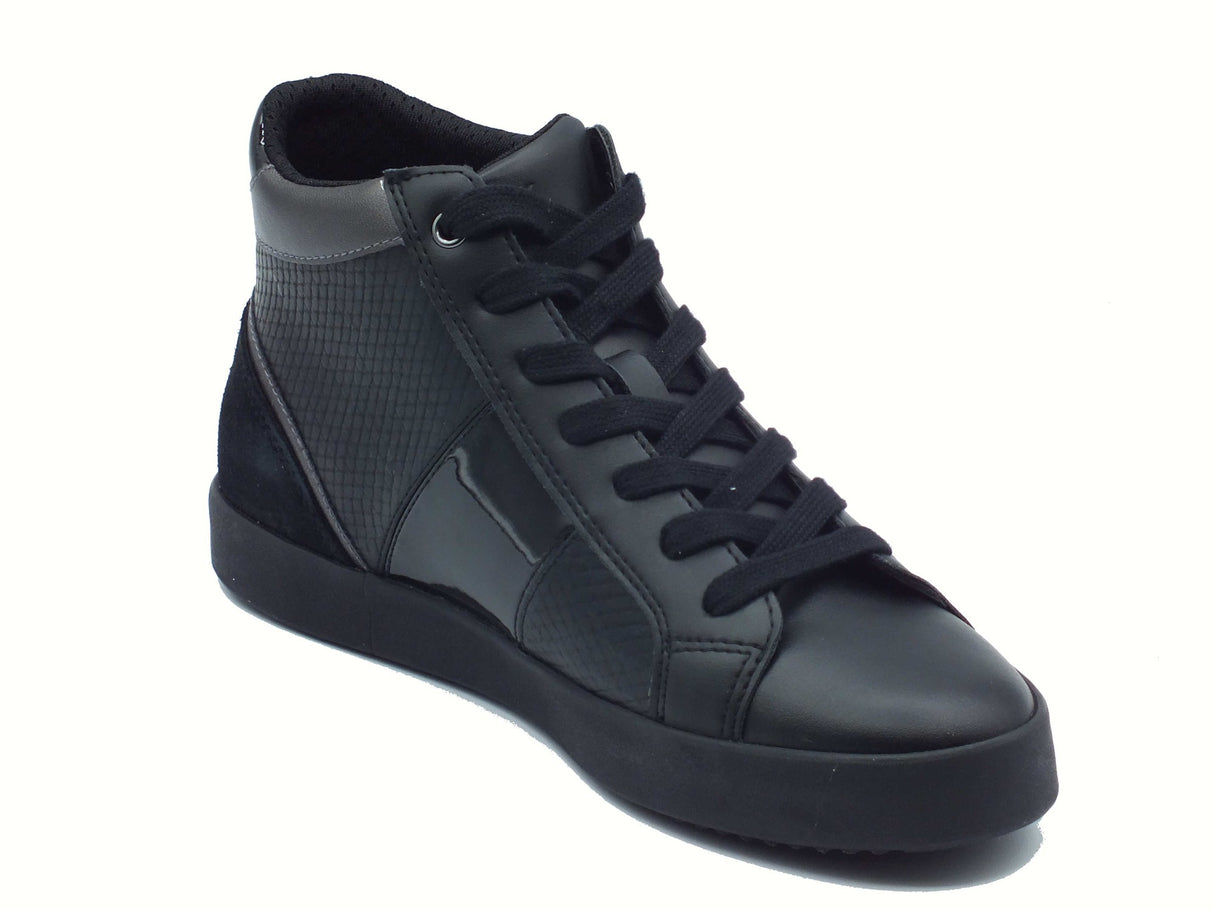Geox Geox D366HD Blomiee Black Sneakers Sportive per Donna in pelle nera con zeppa Black